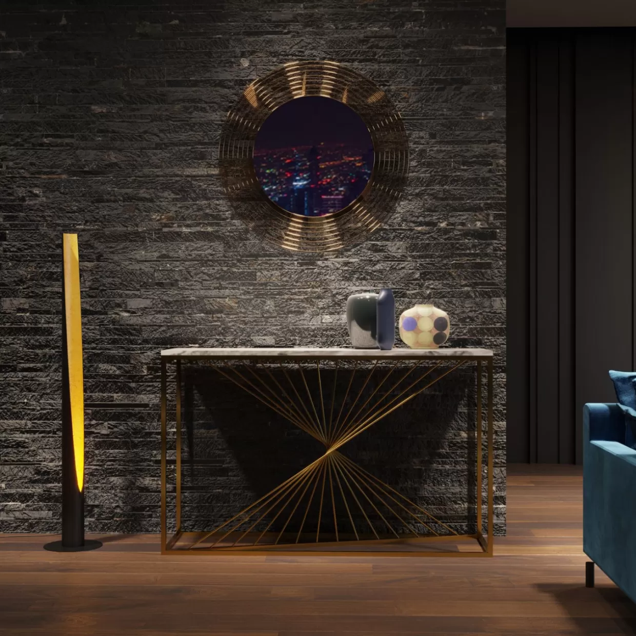 KARE Design - Comò e Credenze Stile Contemporaneo con Console Laser Oro 120x40 cm 

(：，