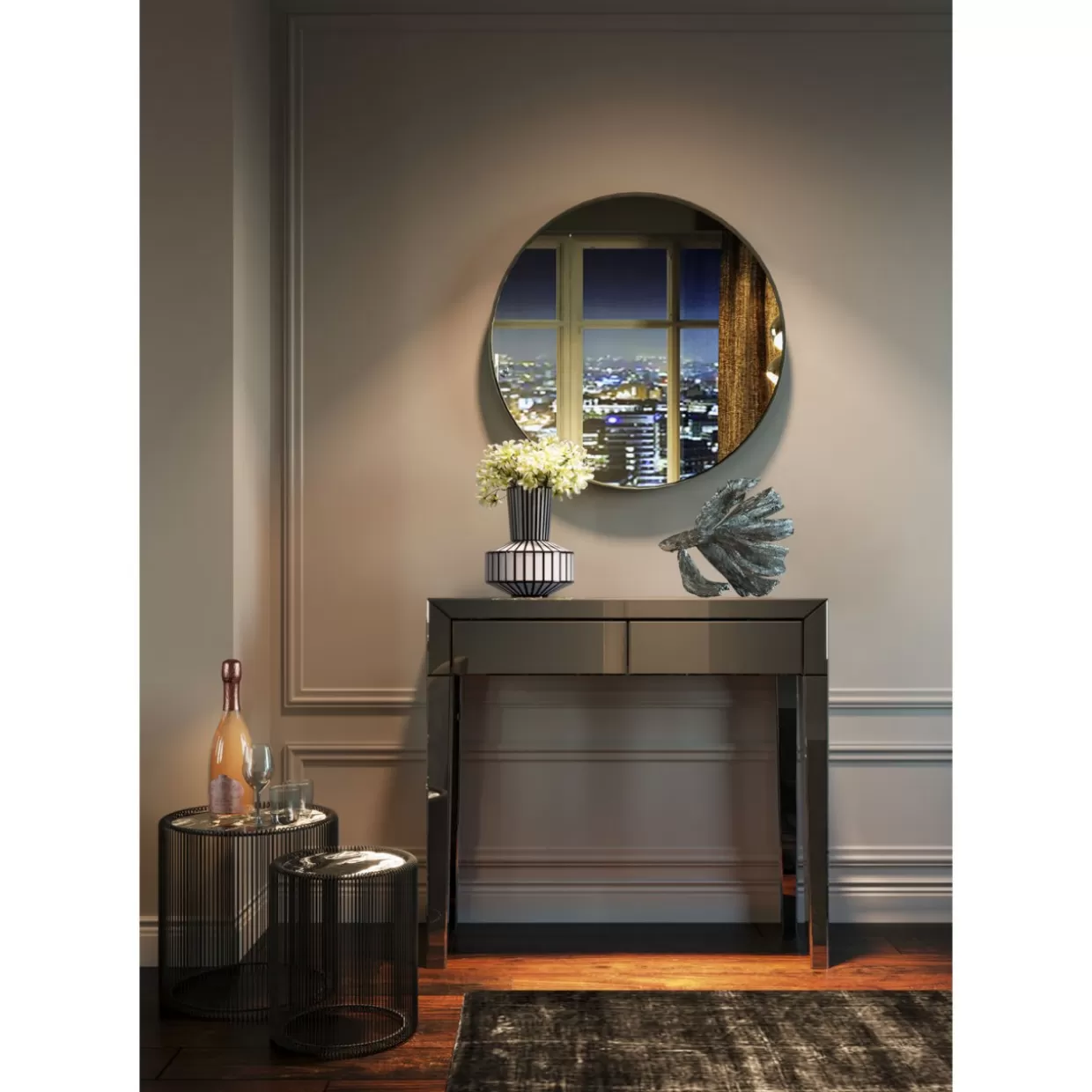 Design KARE - Comò e Credenze Moderni con Console Push di Lusso in Tonalità Grigio Elegante