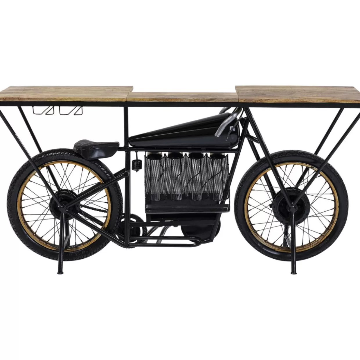 KARE Design - Comò e Credenze Moderni con Consolle Linea Motociclismo in Finitura Nera Lucida