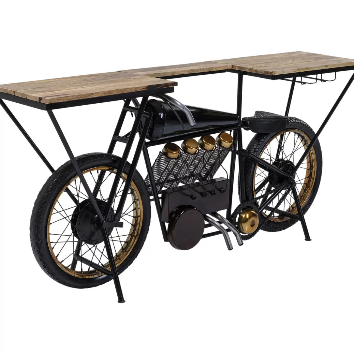 KARE Design - Comò e Credenze Moderni con Consolle Linea Motociclismo in Finitura Nera Lucida