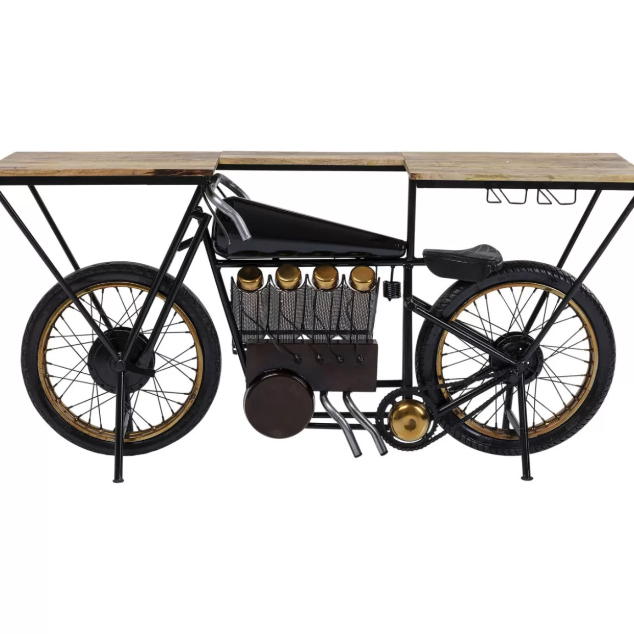 KARE Design - Comò e Credenze Moderni con Consolle Linea Motociclismo in Finitura Nera Lucida