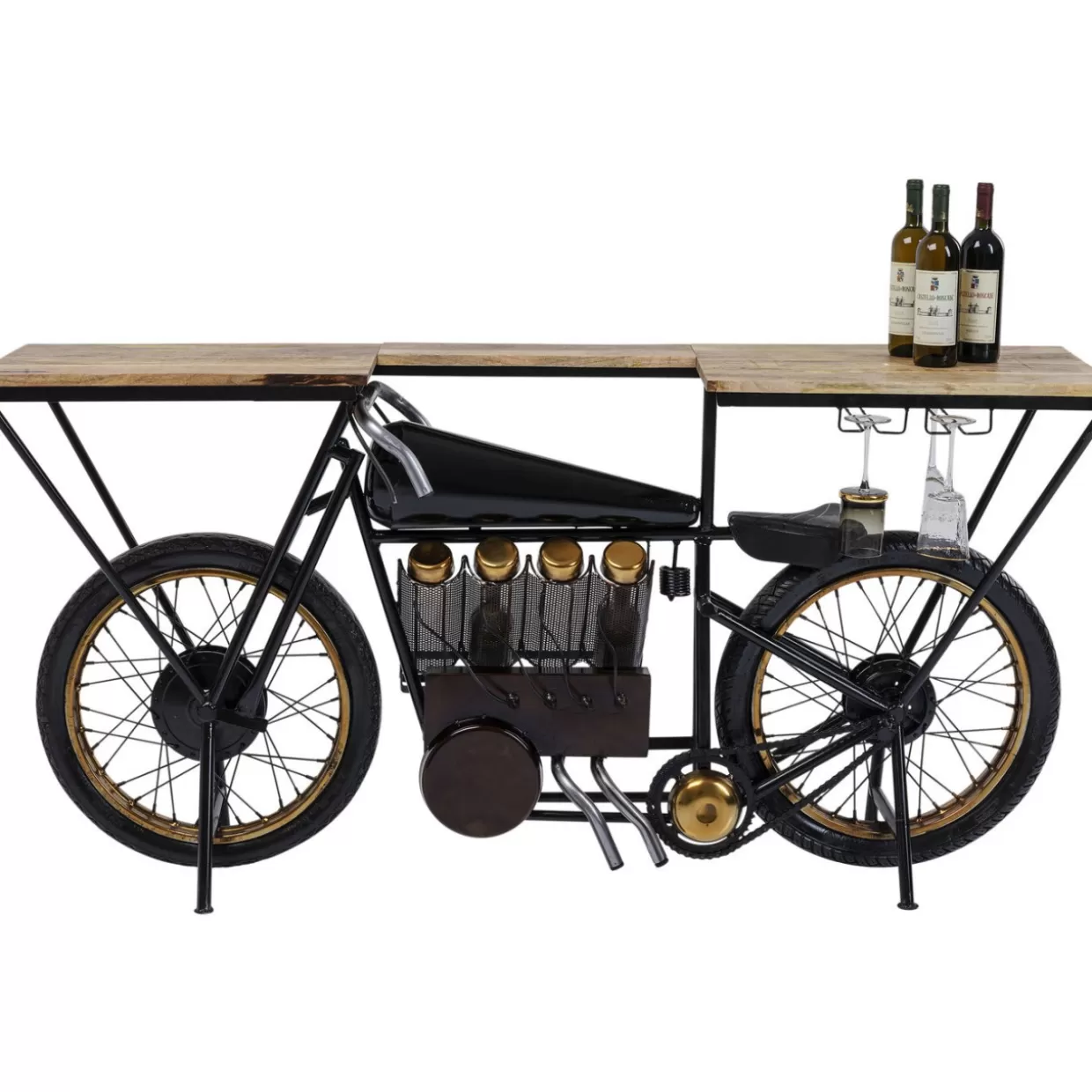 KARE Design - Comò e Credenze Moderni con Consolle Linea Motociclismo in Finitura Nera Lucida