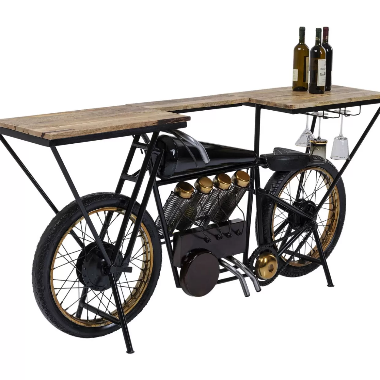KARE Design - Comò e Credenze Moderni con Consolle Linea Motociclismo in Finitura Nera Lucida