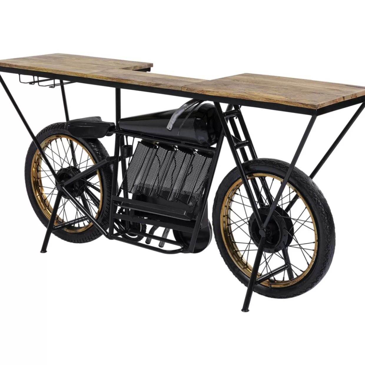 KARE Design - Comò e Credenze Moderni con Consolle Linea Motociclismo in Finitura Nera Lucida