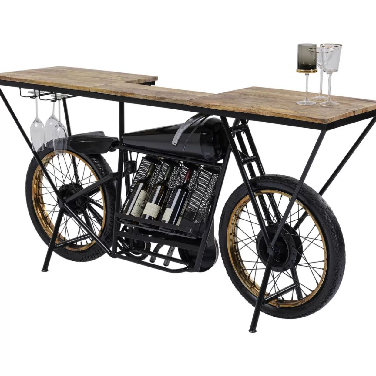 KARE Design - Comò e Credenze Moderni con Consolle Linea Motociclismo in Finitura Nera Lucida