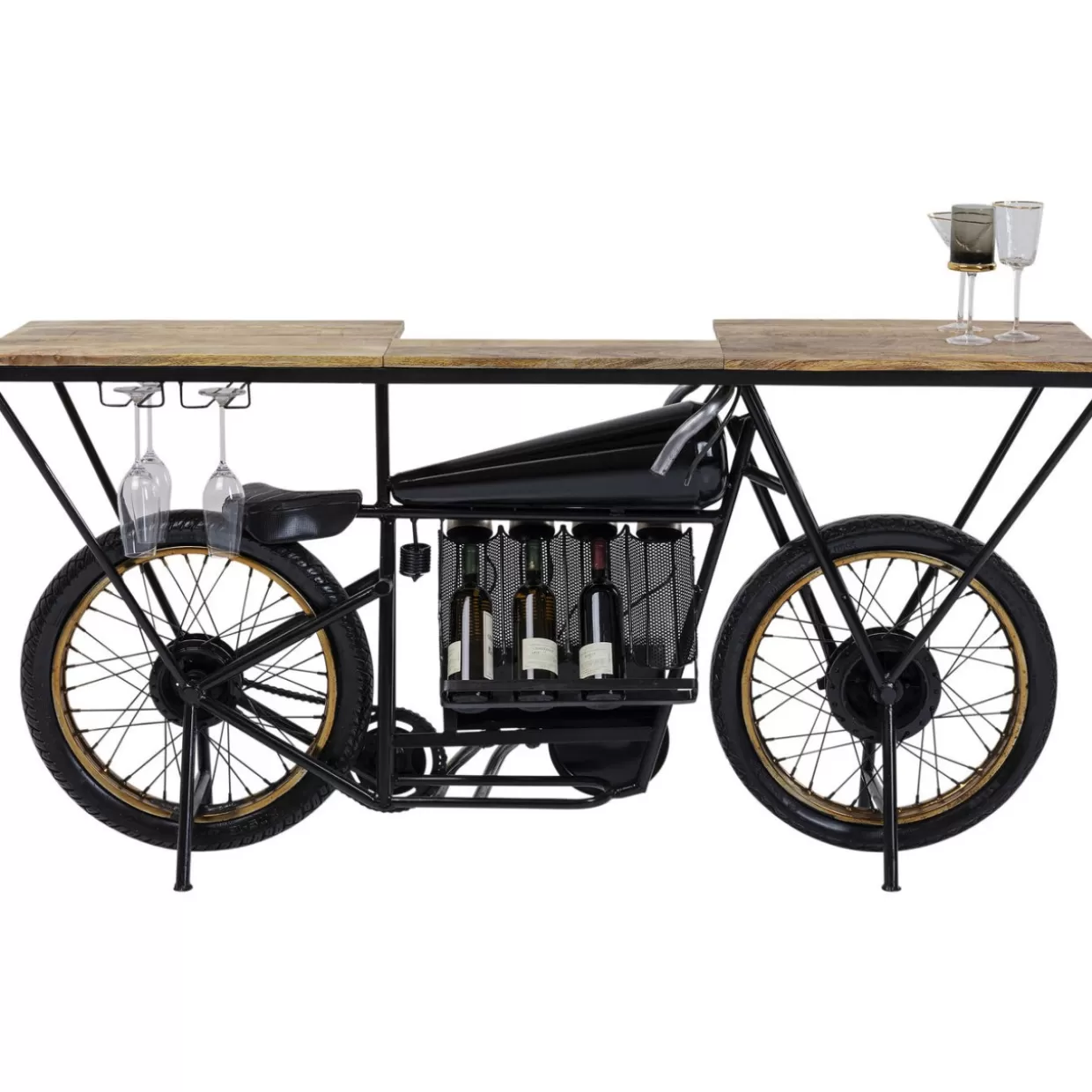 KARE Design - Comò e Credenze Moderni con Consolle Linea Motociclismo in Finitura Nera Lucida