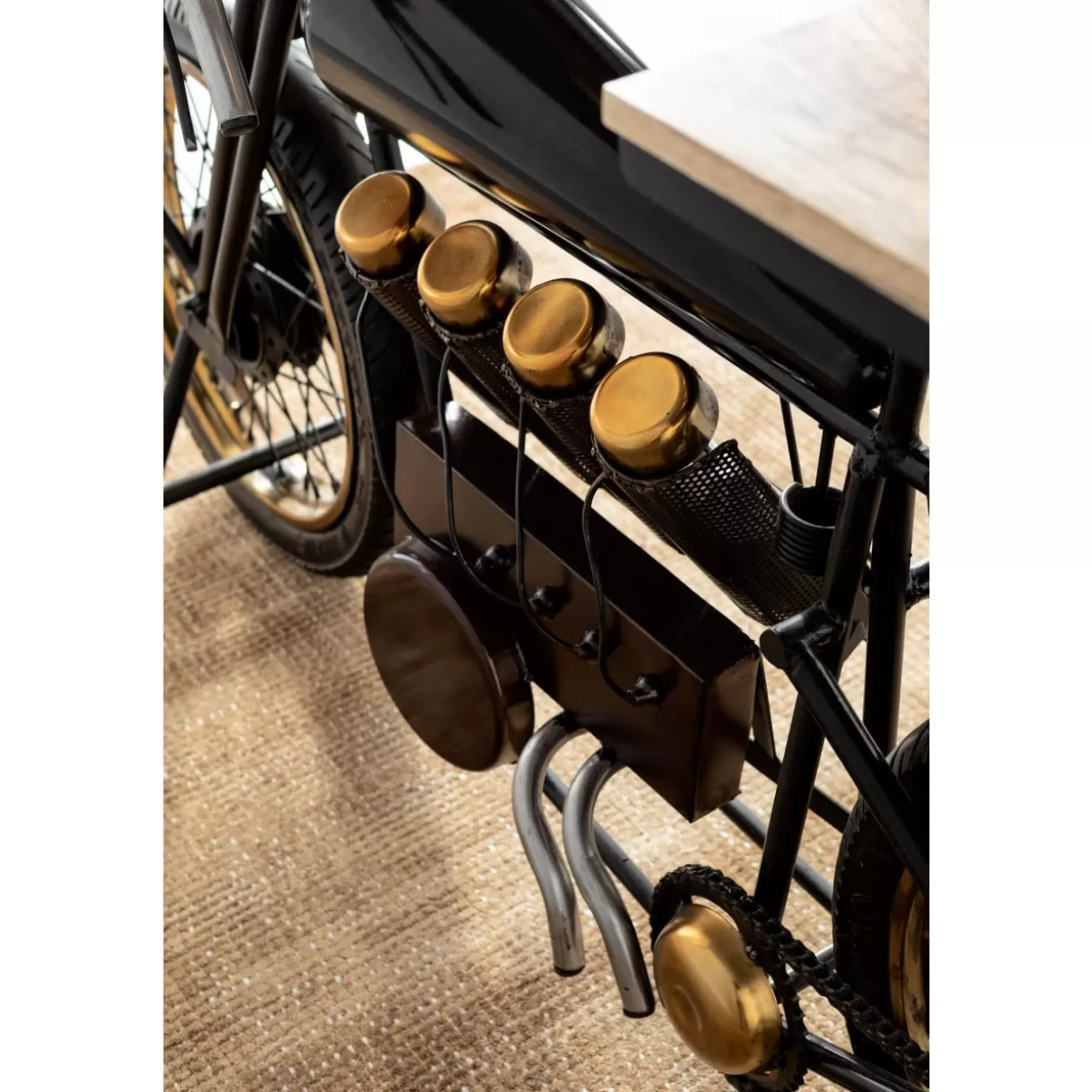 KARE Design - Comò e Credenze Moderni con Consolle Linea Motociclismo in Finitura Nera Lucida