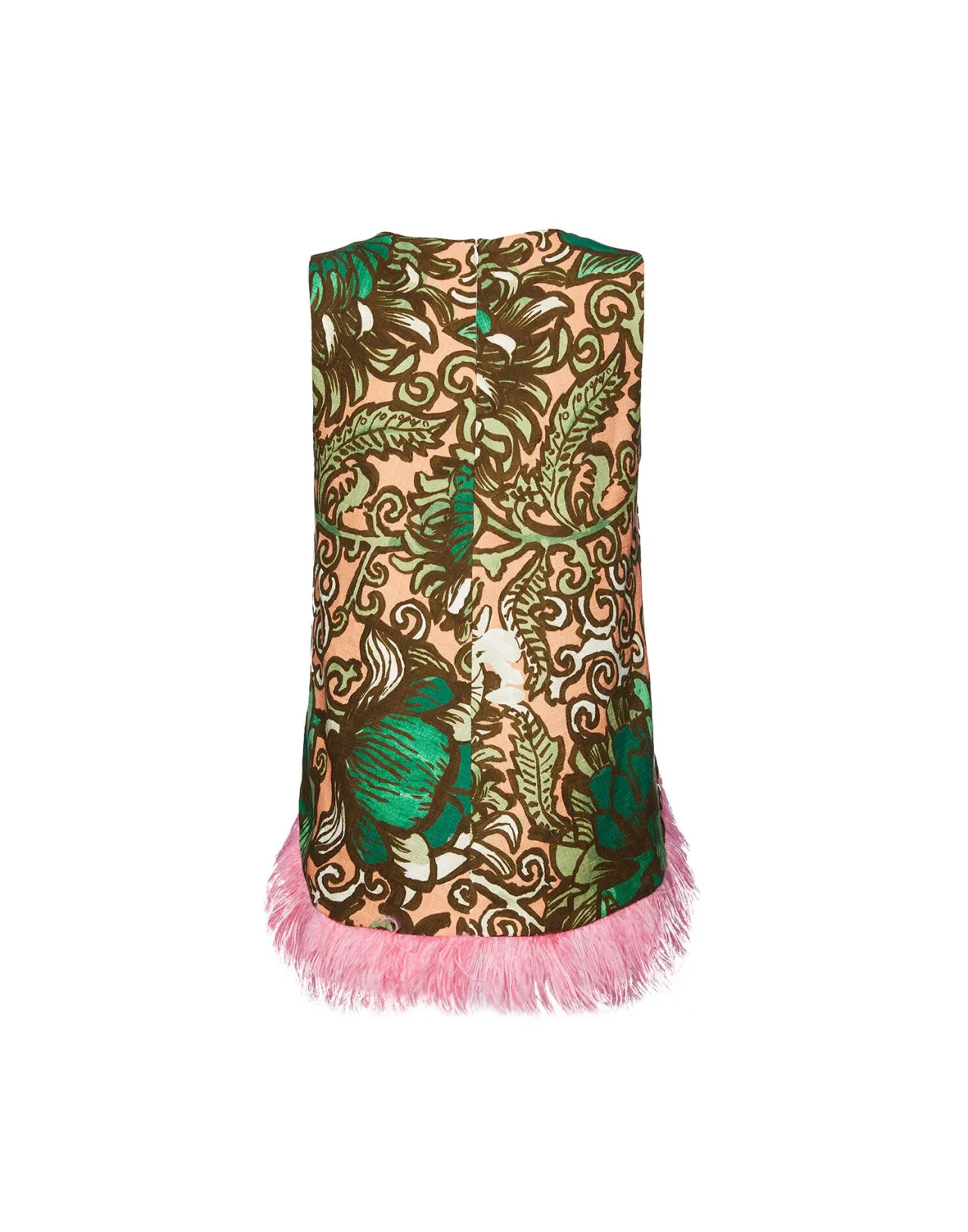 La DoubleJ - Top La Scala con Piume in Cotone Sfumato Rosa Anemone, Edizione Esclusiva