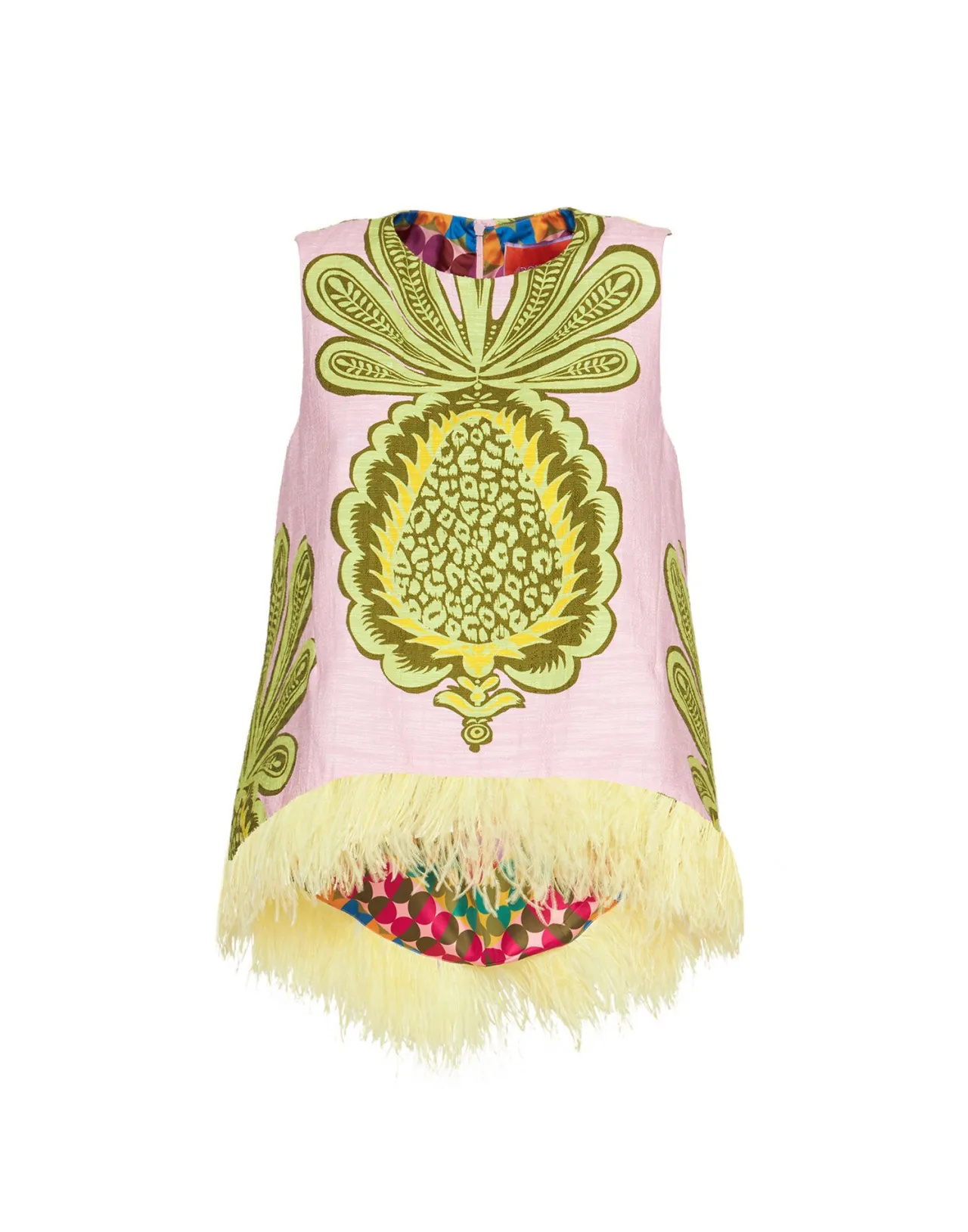 Piume Raffinate: Top Modello La Scala di La DoubleJ in Cotone Rigato - Edizione Speciale Rosa Ananas Tropicale