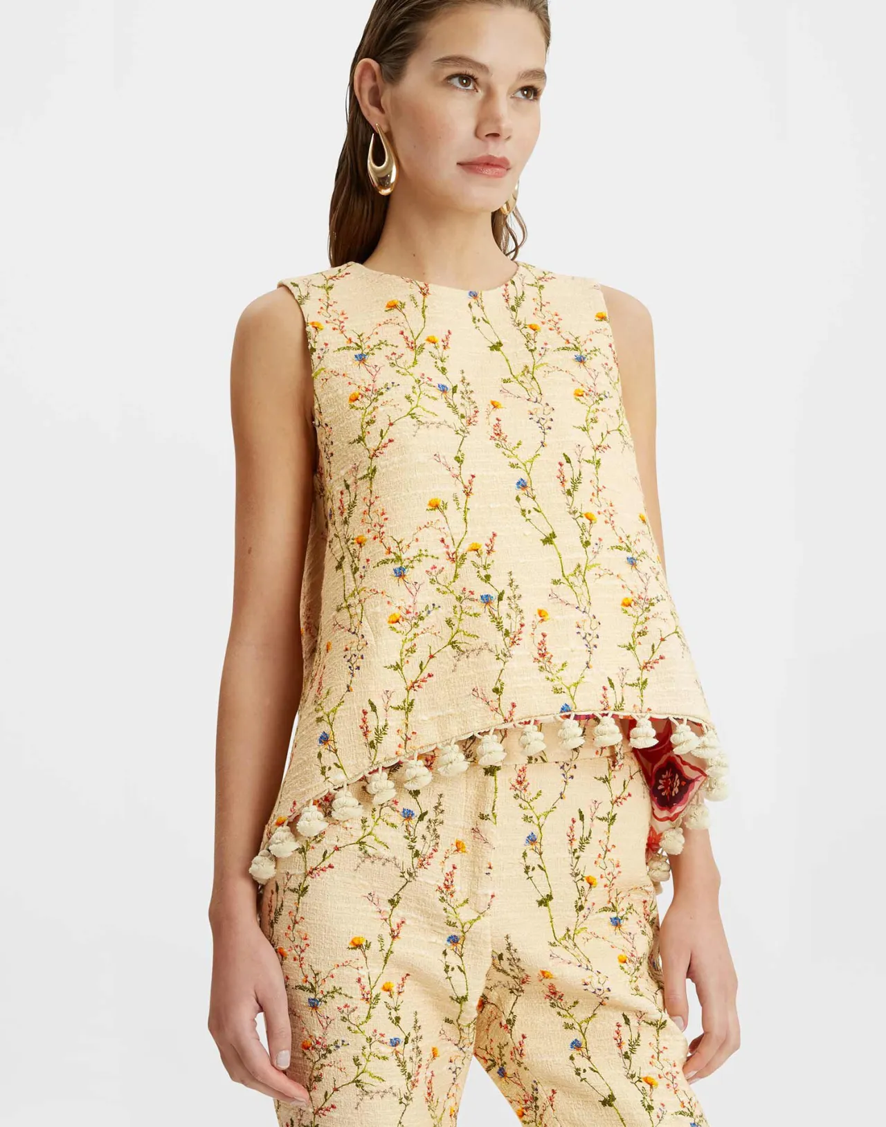 Top Primavera in Tweed Crema con Frange Eleganti - Double-J La Scala a Prezzo Accessibile