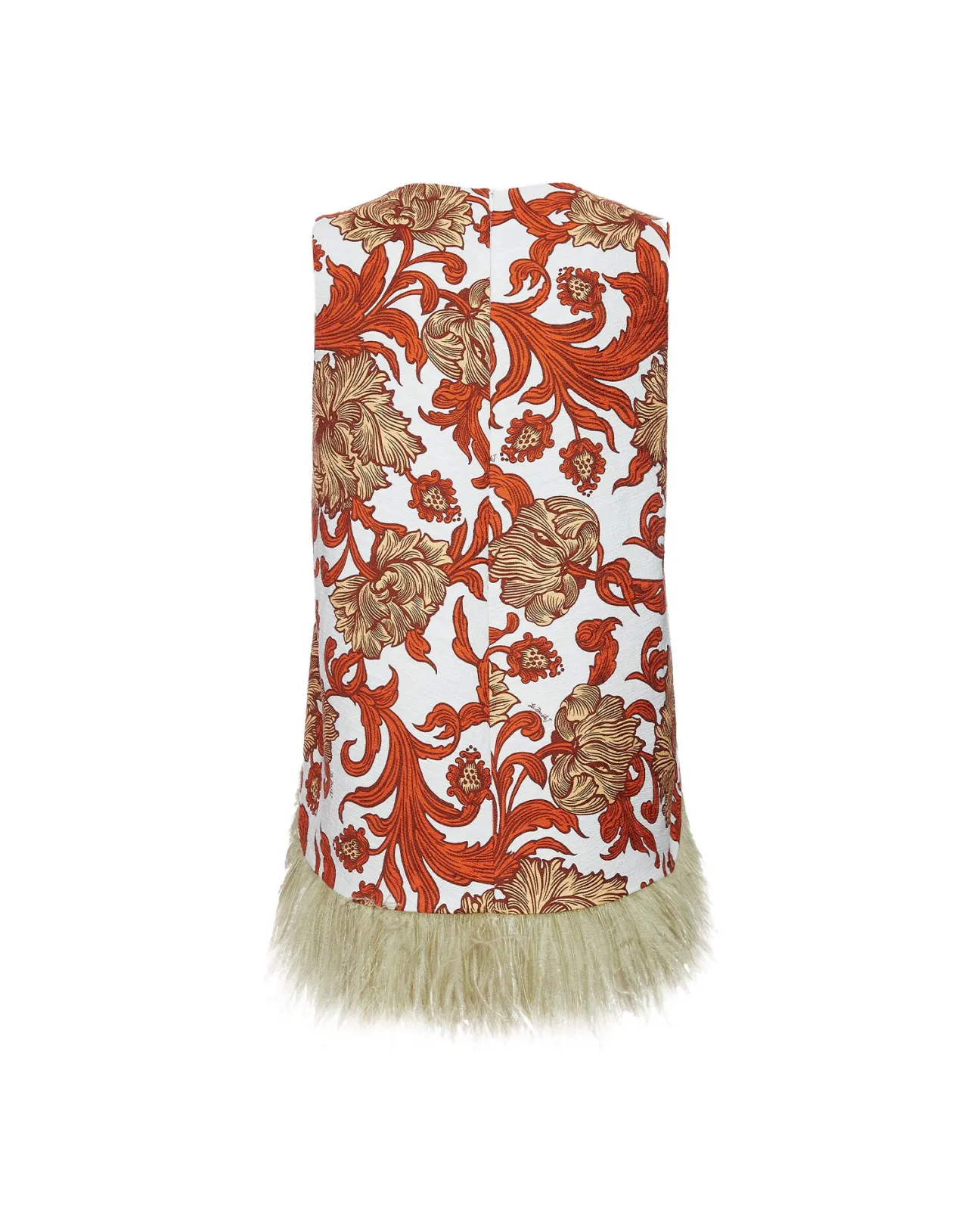 Moda La DoubleJ – Top La Scala Reef in Cotone Bianco con Piume Decorative e Ricami Artigianali