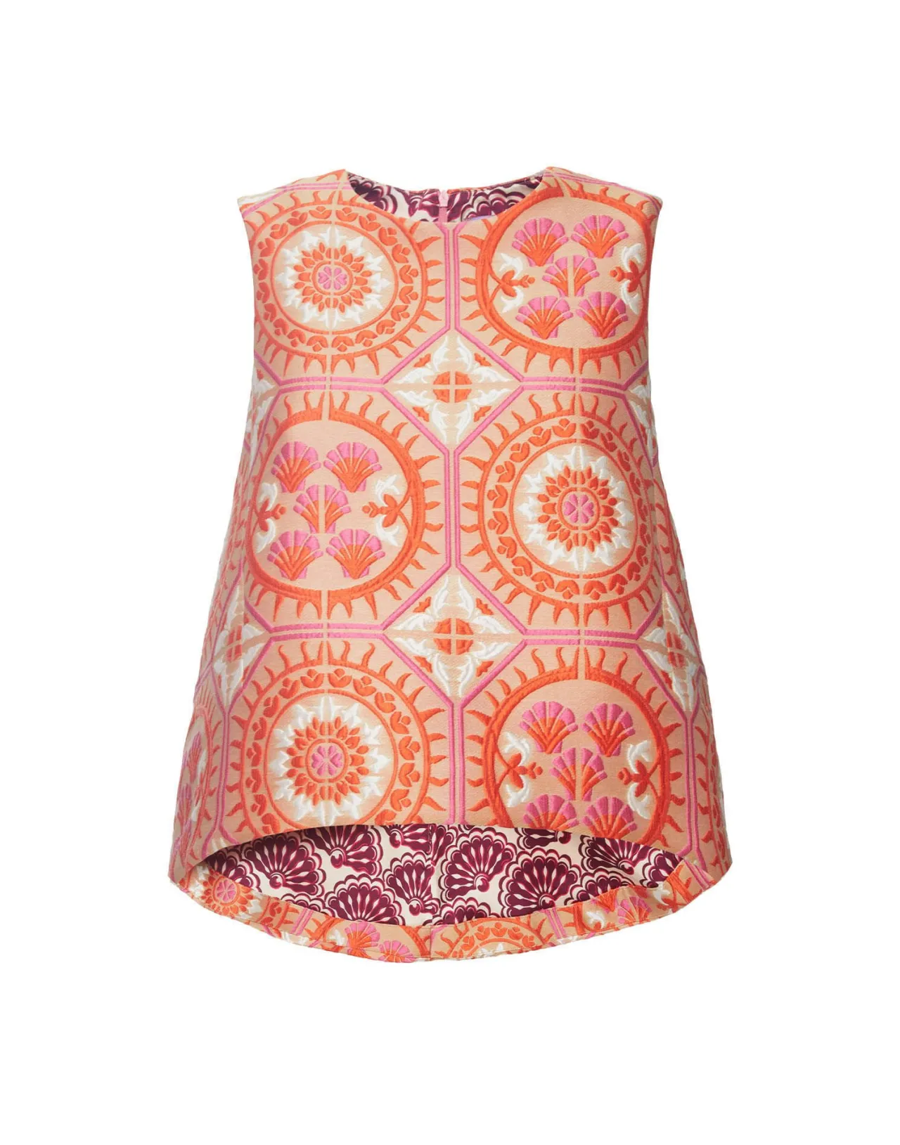 Maglietta Elegante La DoubleJ La Scala in Tessuto Jacquard - Stile Unico Arancione TopSun
