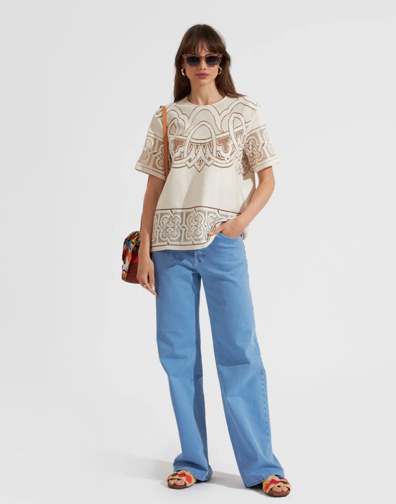 Lacey House T-Shirt La DoubleJ in Puro Cotone  
Camicetta Elegante con Ricami 