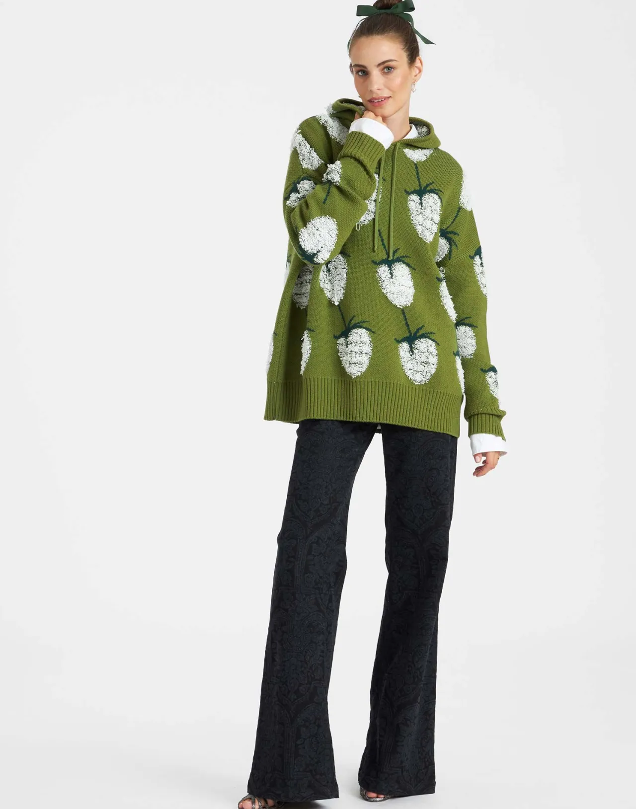 Giaccone con Cappuccio Verde Lampone - Tessuto Jacquard Premium by La DoubleJ (Offerta Imperdibile)