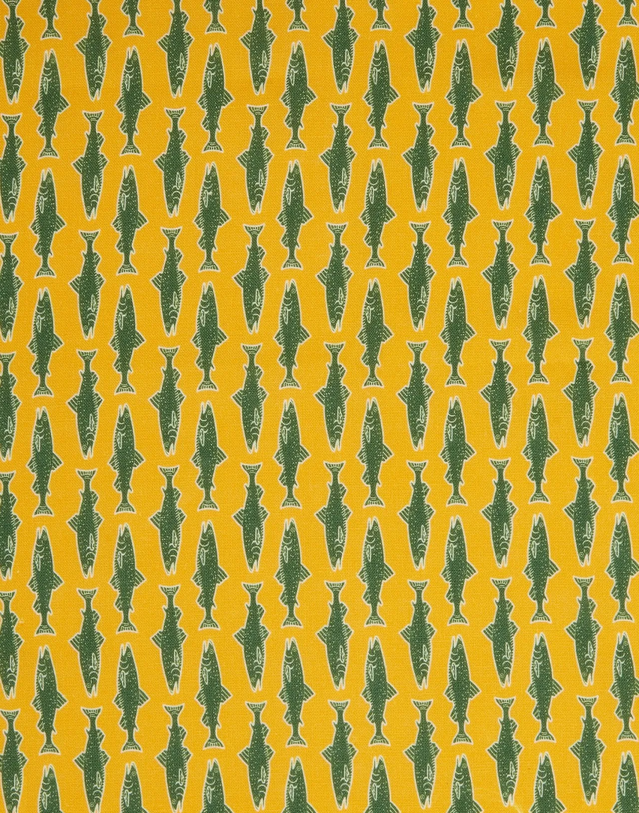 Tovaglioli Artistici La DoubleJ - Coppia Lino Ricamato Motivo Pesce Como in Giallo Vintage