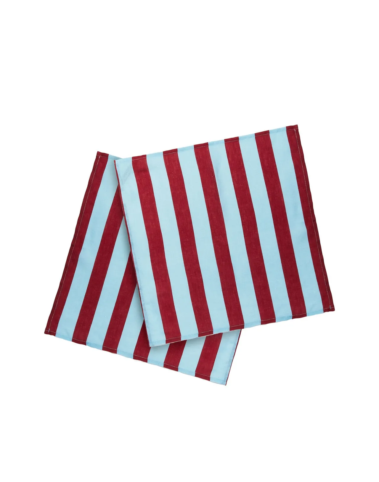 Tovaglioli Firmati La DoubleJ - Set da 6 Pezzi in Lino Premium, Fantasia Riga con Accenti Bordeaux e Azzurro (Promozione Limitata)