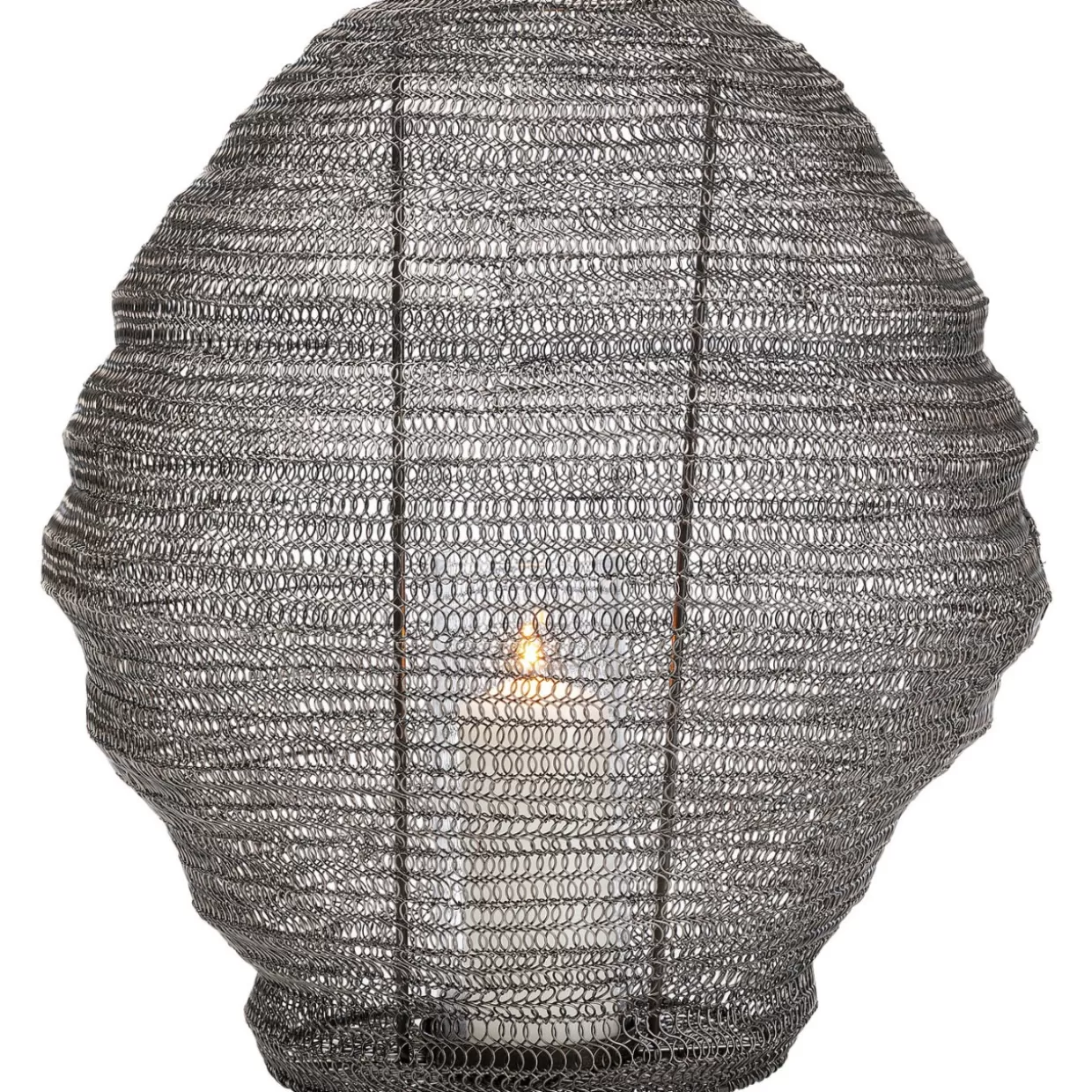 KARE Design Portacandele con Lanterna Mesh - Moderna Decorazione con Base a Griglia, Colore Nero, Diametro 40 cm