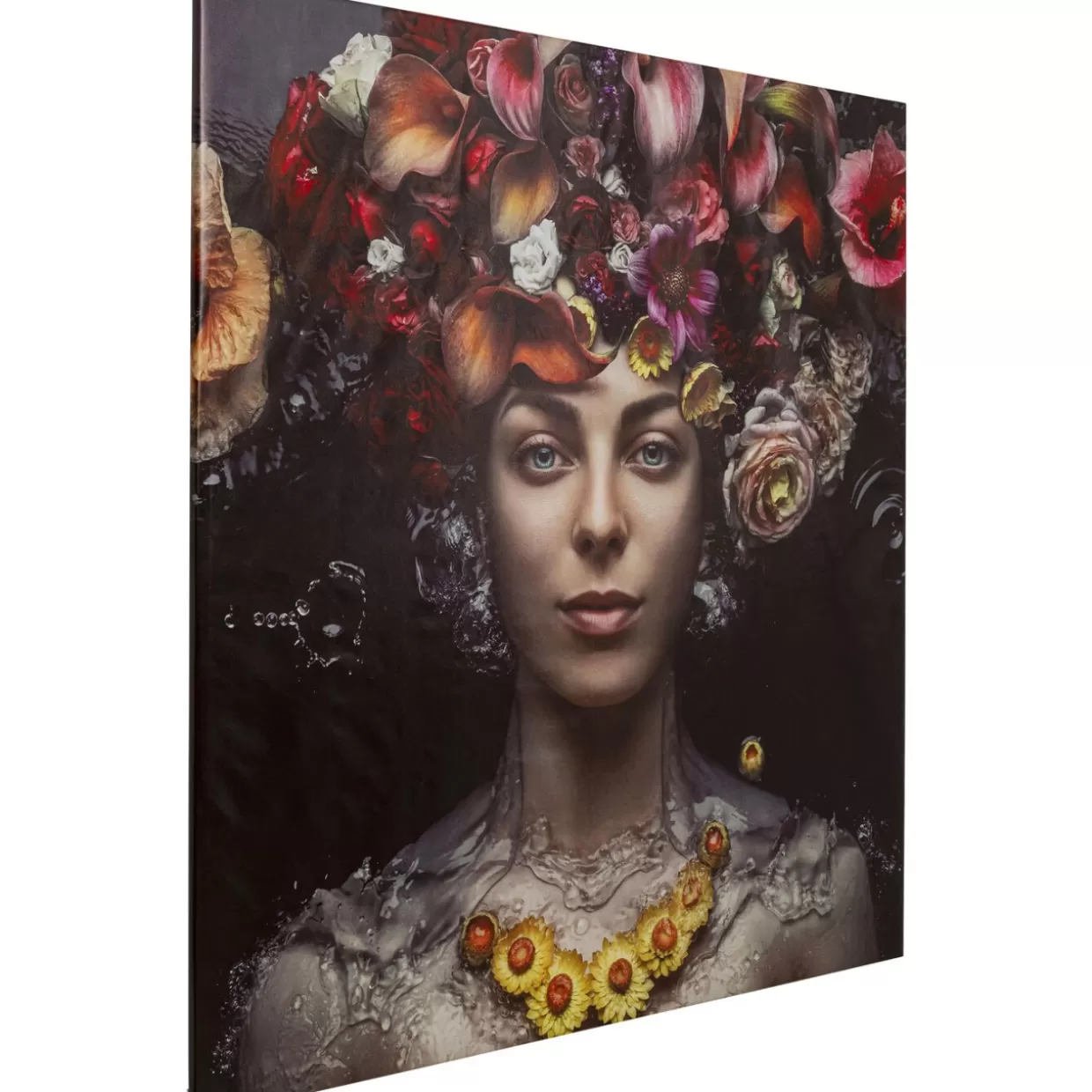 Quadro Moderno Dama Floreale su Tela - Stampa Artistica 200x200 cm per Arredamento Casa | Collezione KARE Design