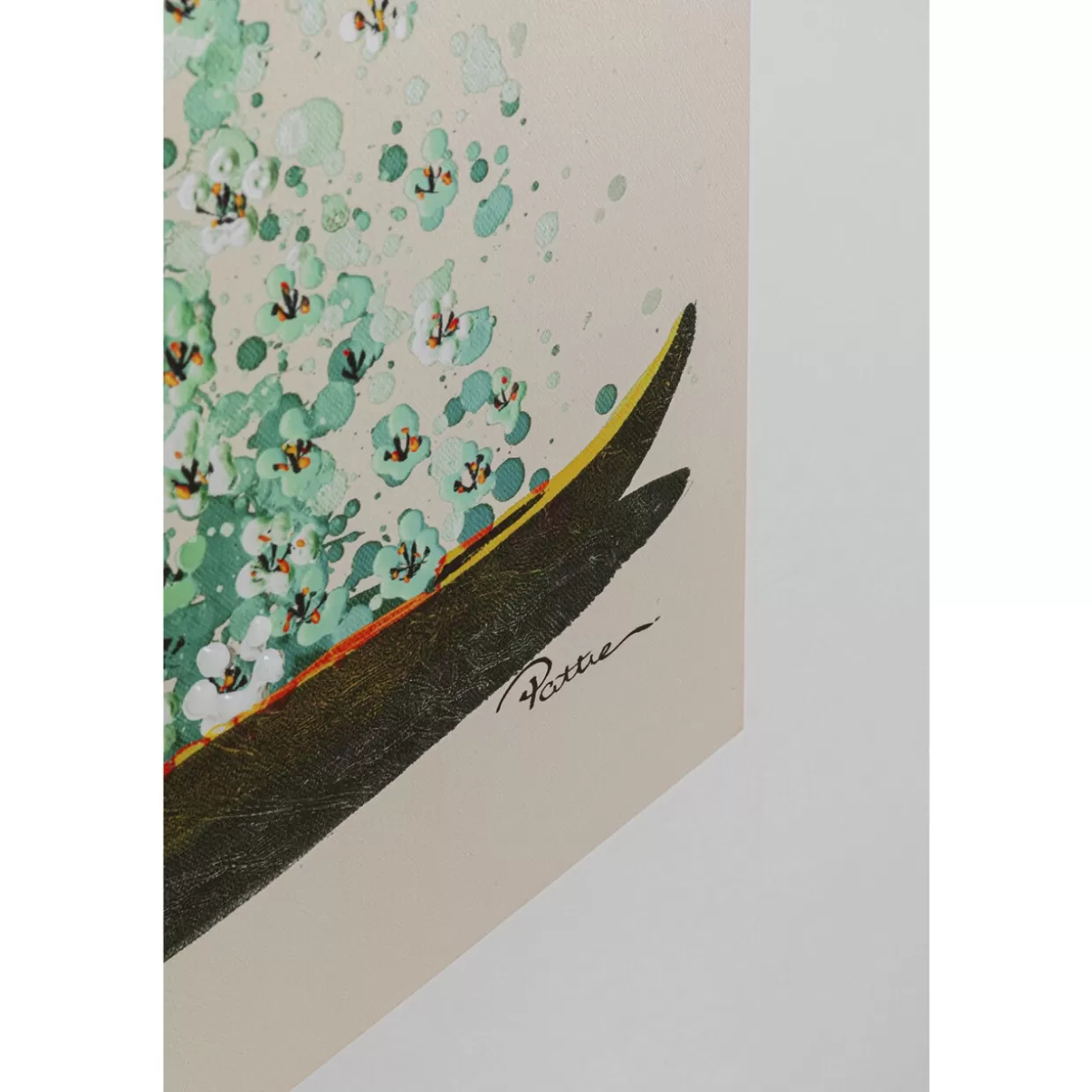 Quadro Moderno 'Flower Boat' su Tela - Tinte Naturali Beige e Verde, 160x120 cm, Ideale per Arredamento Contemporaneo | KARE Design Collection