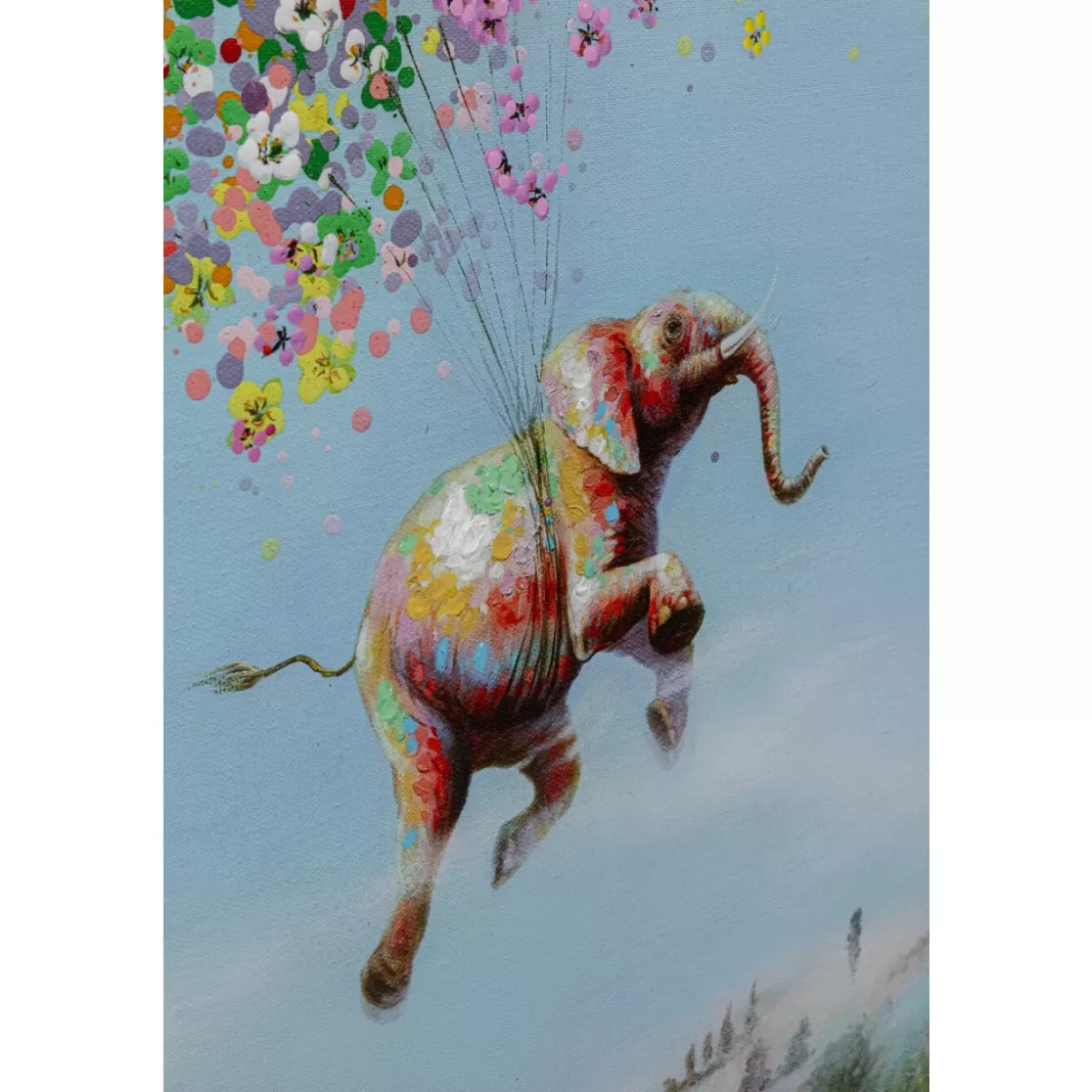 Quadro su Tela Elefante Volante al Tramonto - Arte Moderna KARE | Formato 80x100 cm con Dettagli Artistici Vibranti