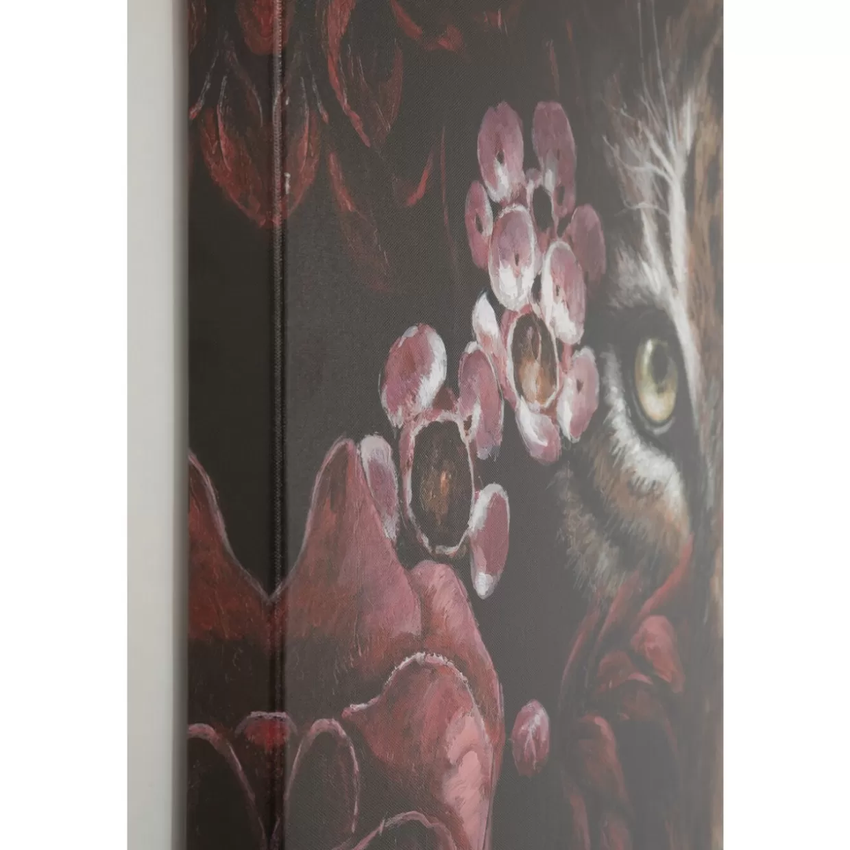 KARE Design - Quadro Moderno Tigre tra i Fiori in Stampa su Tela, Decorativa Parete 90x140 cm