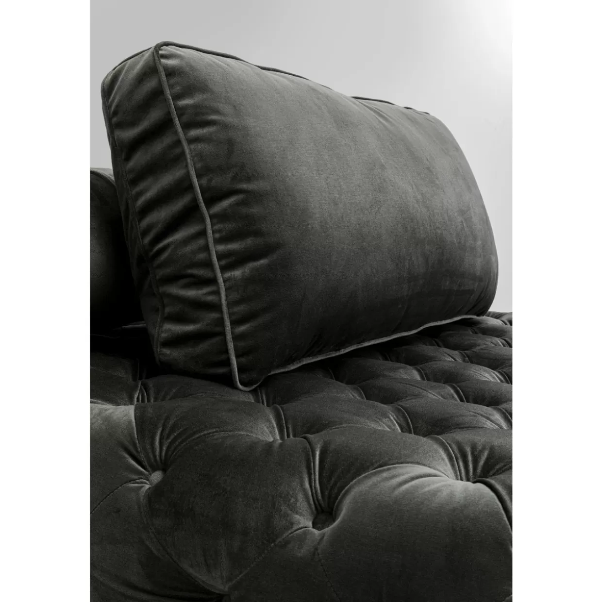 Divano Elegante in Velluto Bottone Grigio Antracite - Design Moderno KARE per il tuo Salotto Confortevole