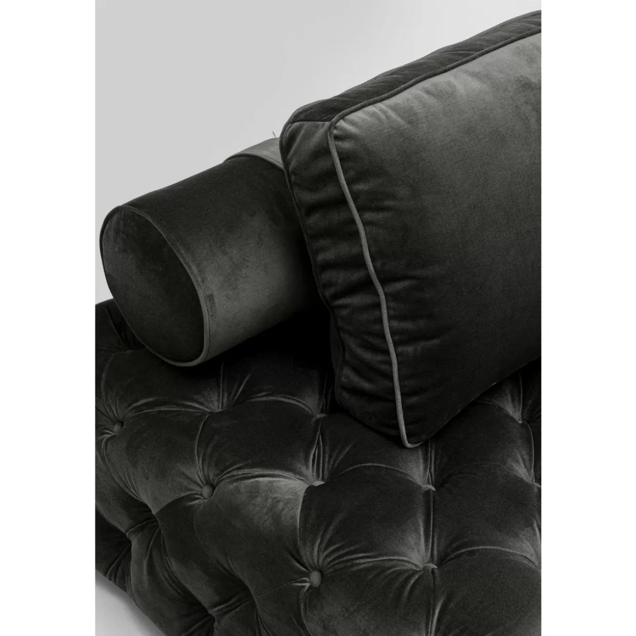 Divano Elegante in Velluto Bottone Grigio Antracite - Design Moderno KARE per il tuo Salotto Confortevole