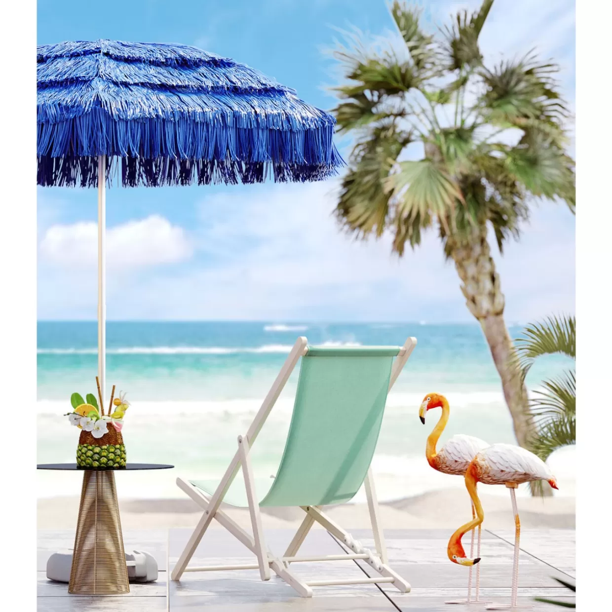 KARE Design - Sdraio Comoda Azzzurro Estate per Relax all'Aperto | Arredo Giardino Premium
