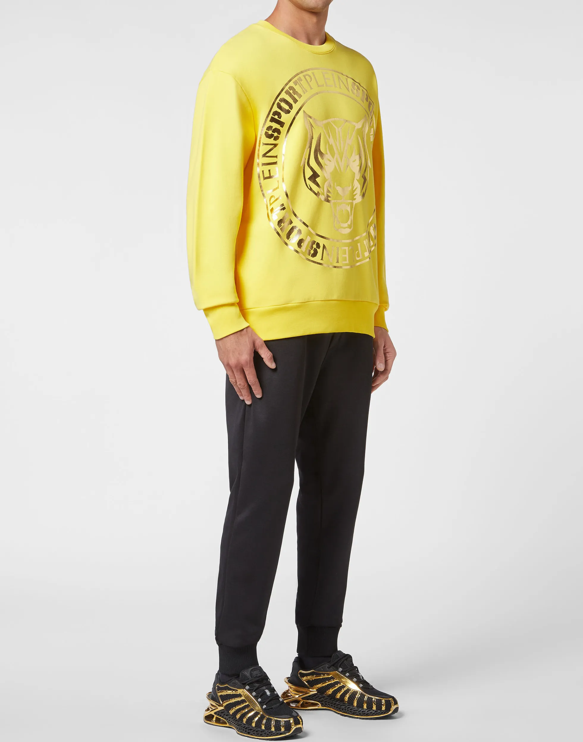 Plein Sport Uomo - Felpa con Maniche Lunghe in Tessuto Morbido, Stampa Tigre per Autunno/Inverno