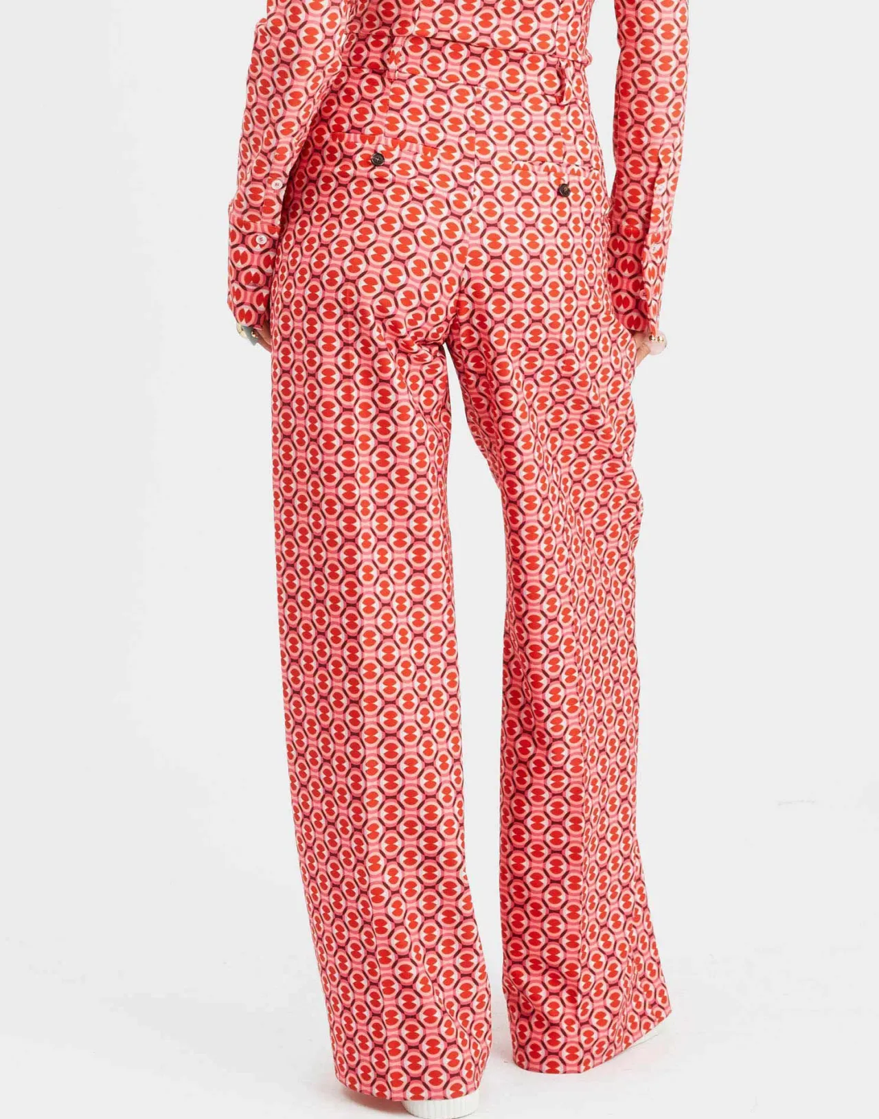 La DoubleJ - Pantalone Svasato Tessuto Jersey Elasticizzato, Rosso Caramello Vivace | In Saldo!