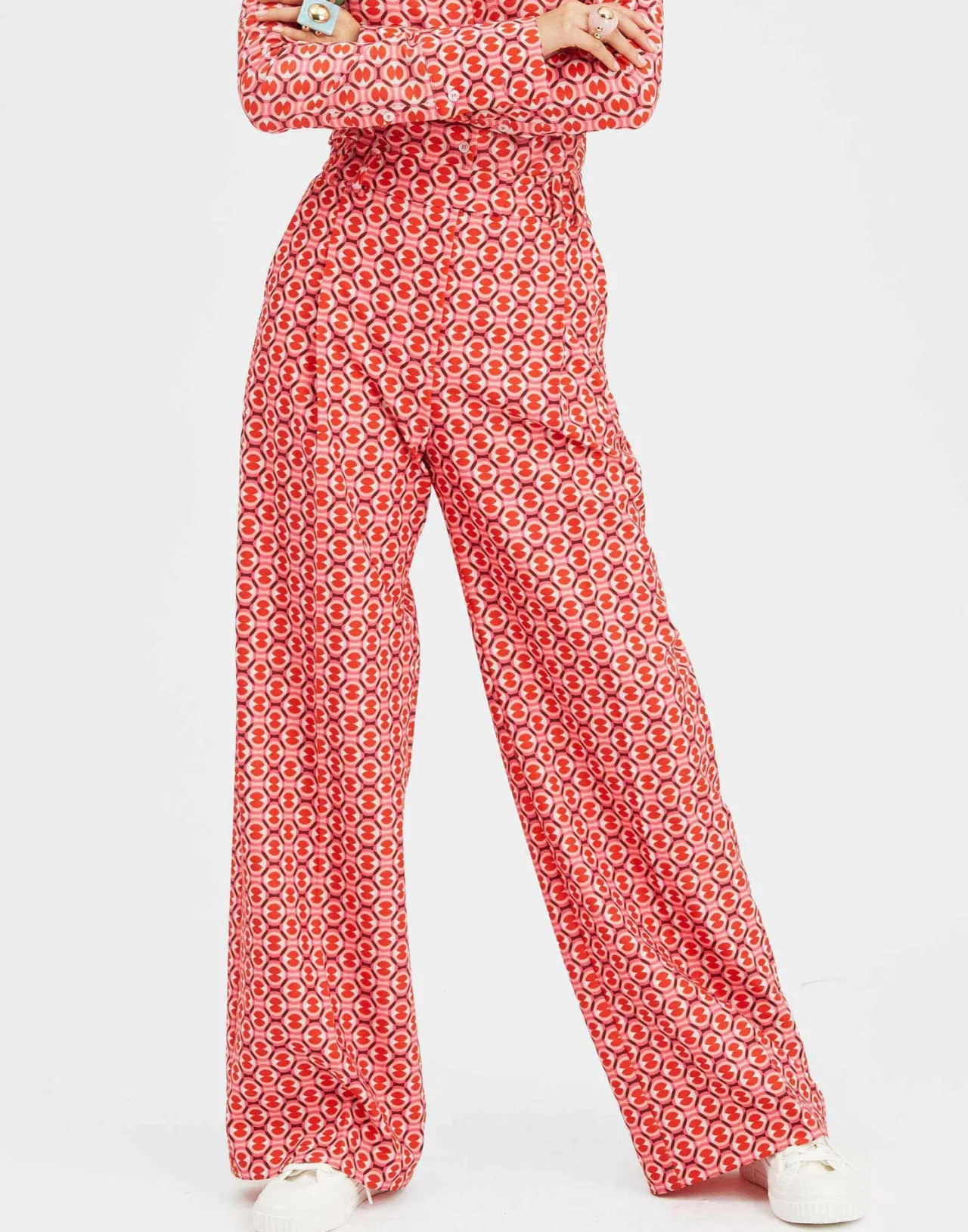 La DoubleJ - Pantalone Svasato Tessuto Jersey Elasticizzato, Rosso Caramello Vivace | In Saldo!