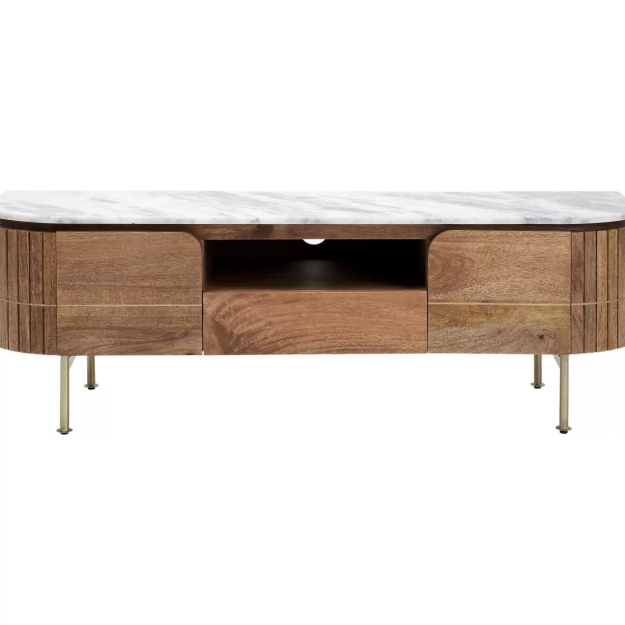 KARE Mobile Basso Elegante con Ante Laccate - Credenza Design 145x48 cm, Struttura Compatta per Soggiorno Moderno 

(：，
