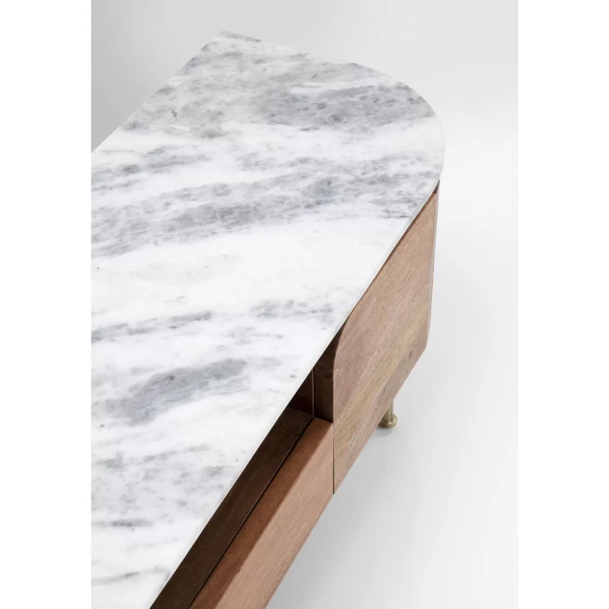 KARE Mobile Basso Elegante con Ante Laccate - Credenza Design 145x48 cm, Struttura Compatta per Soggiorno Moderno 

(：，