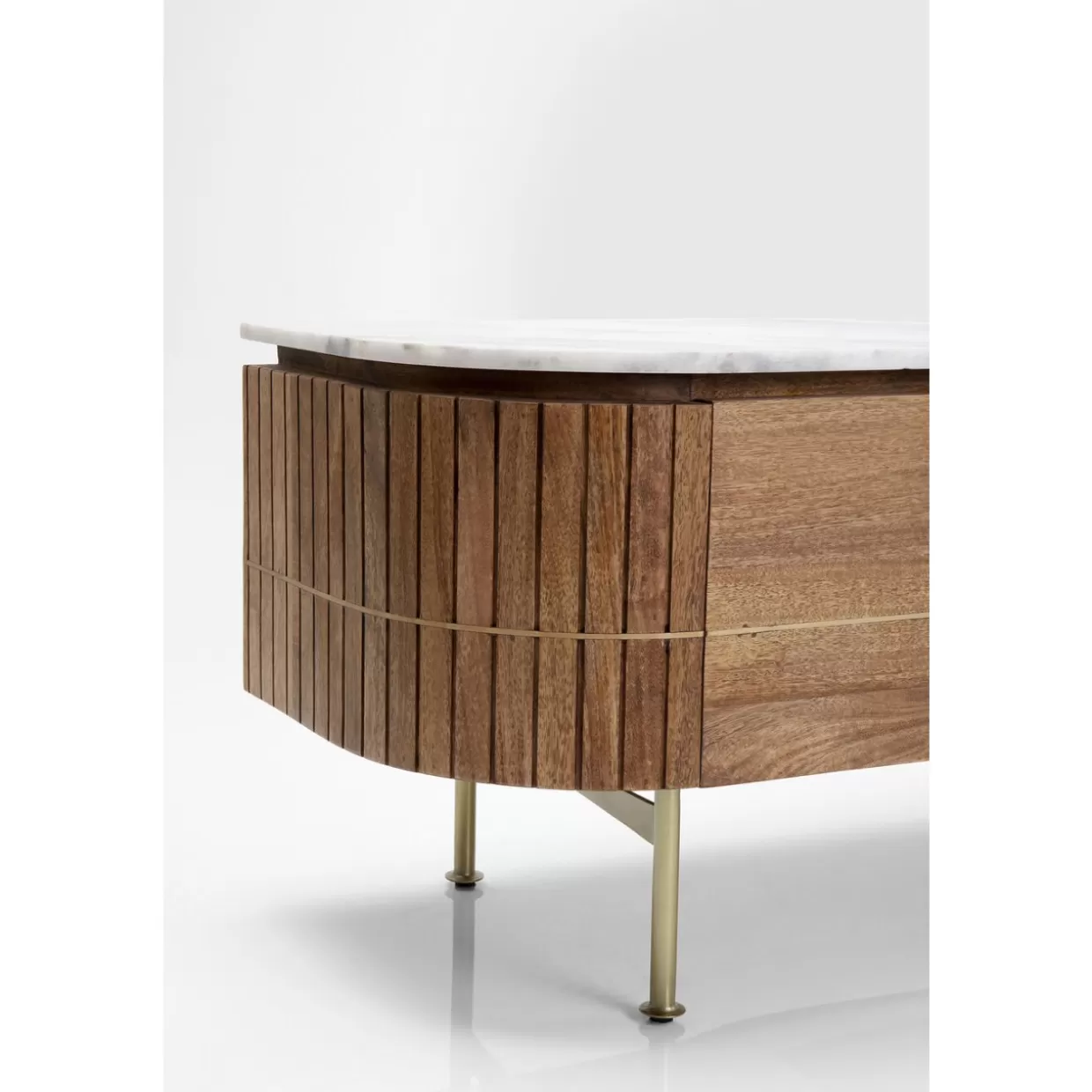 KARE Mobile Basso Elegante con Ante Laccate - Credenza Design 145x48 cm, Struttura Compatta per Soggiorno Moderno 

(：，