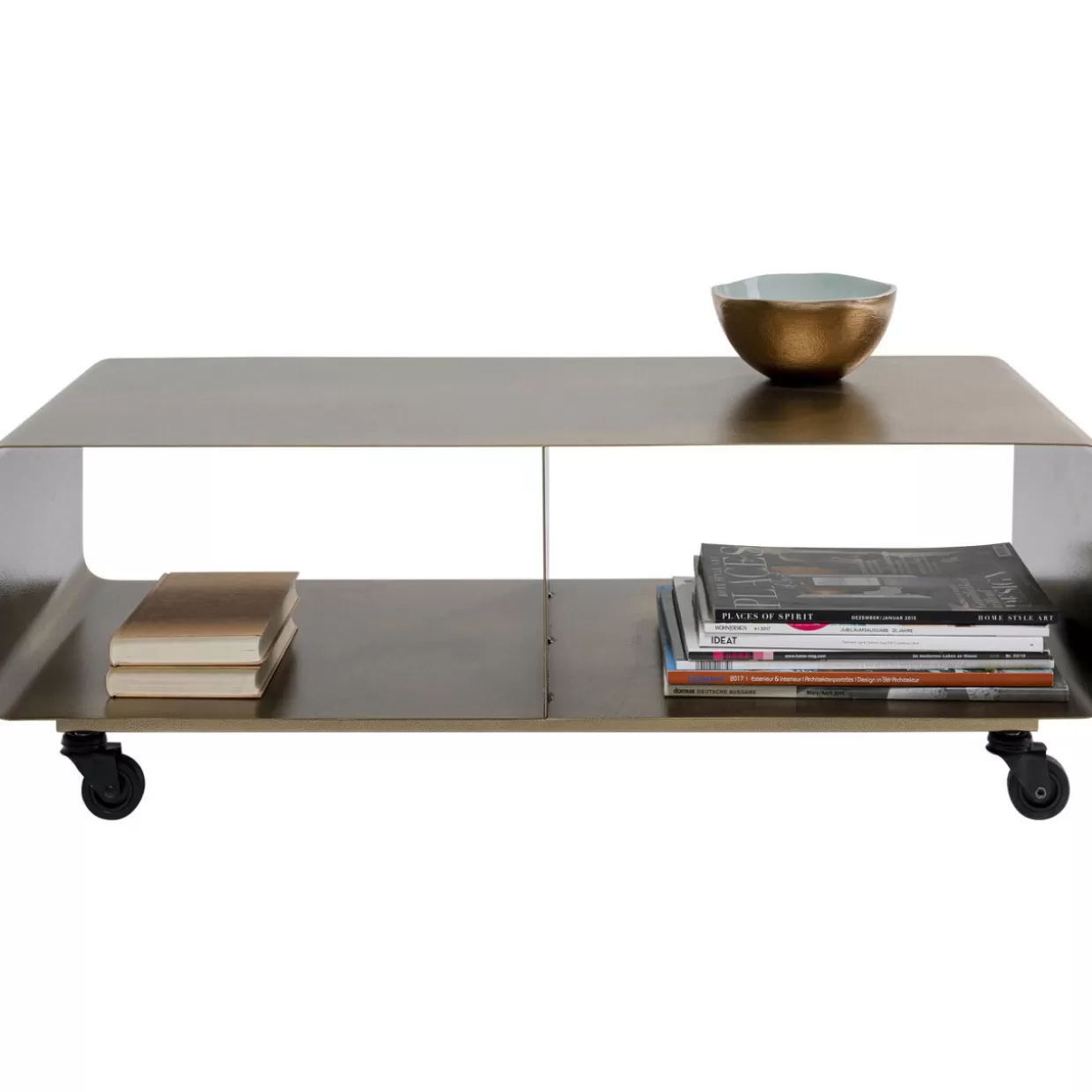 Mobile bassopiano Lounge M in bronzo con ruote - Comò moderno & credenza design 90x30 cm KARE 

(Alternativa più fluida: 

