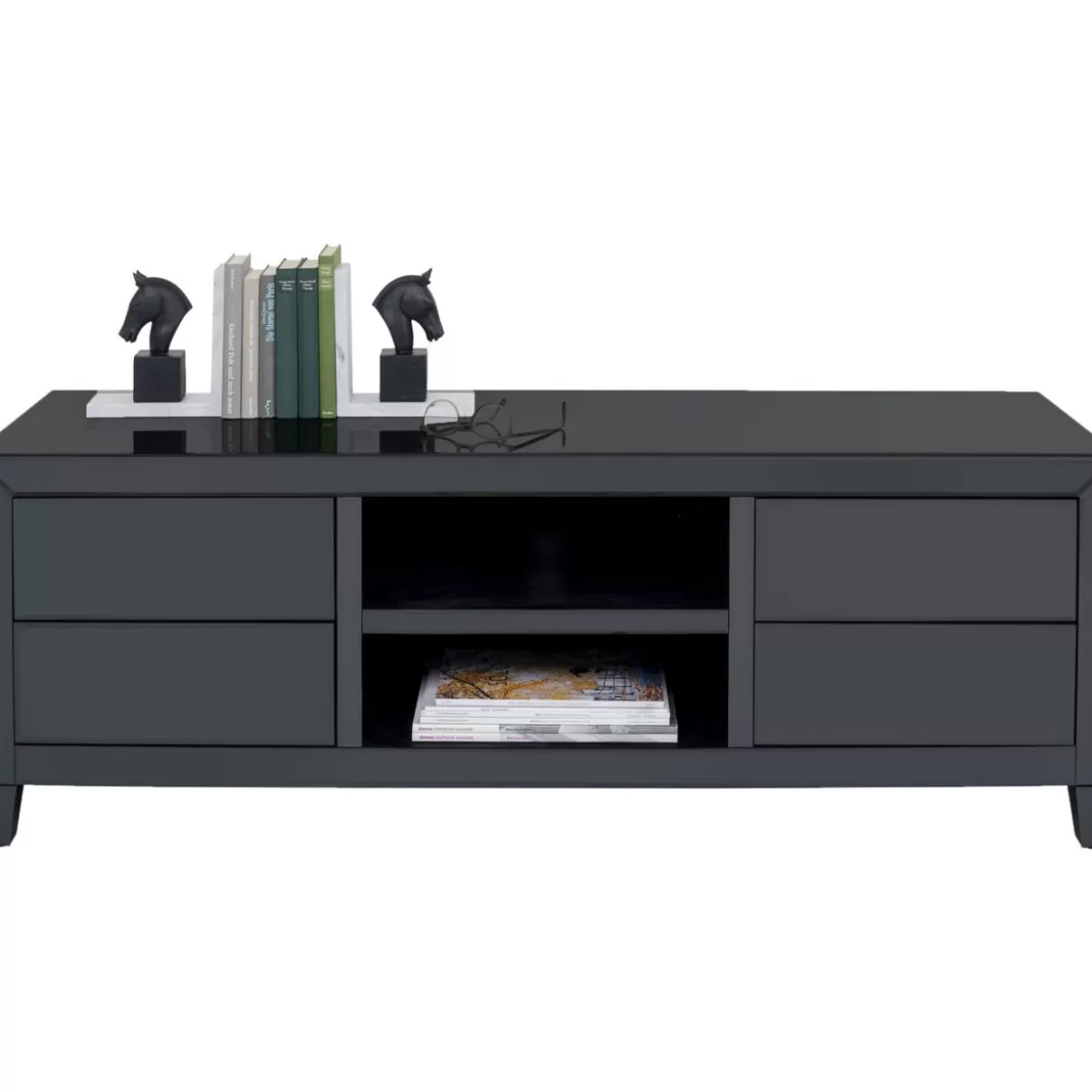 KARE Design - Comò e Credenza Moderna con Lowboard Lusso a Scomparsa, Grigio Antracite, Dimensioni 140x50 cm