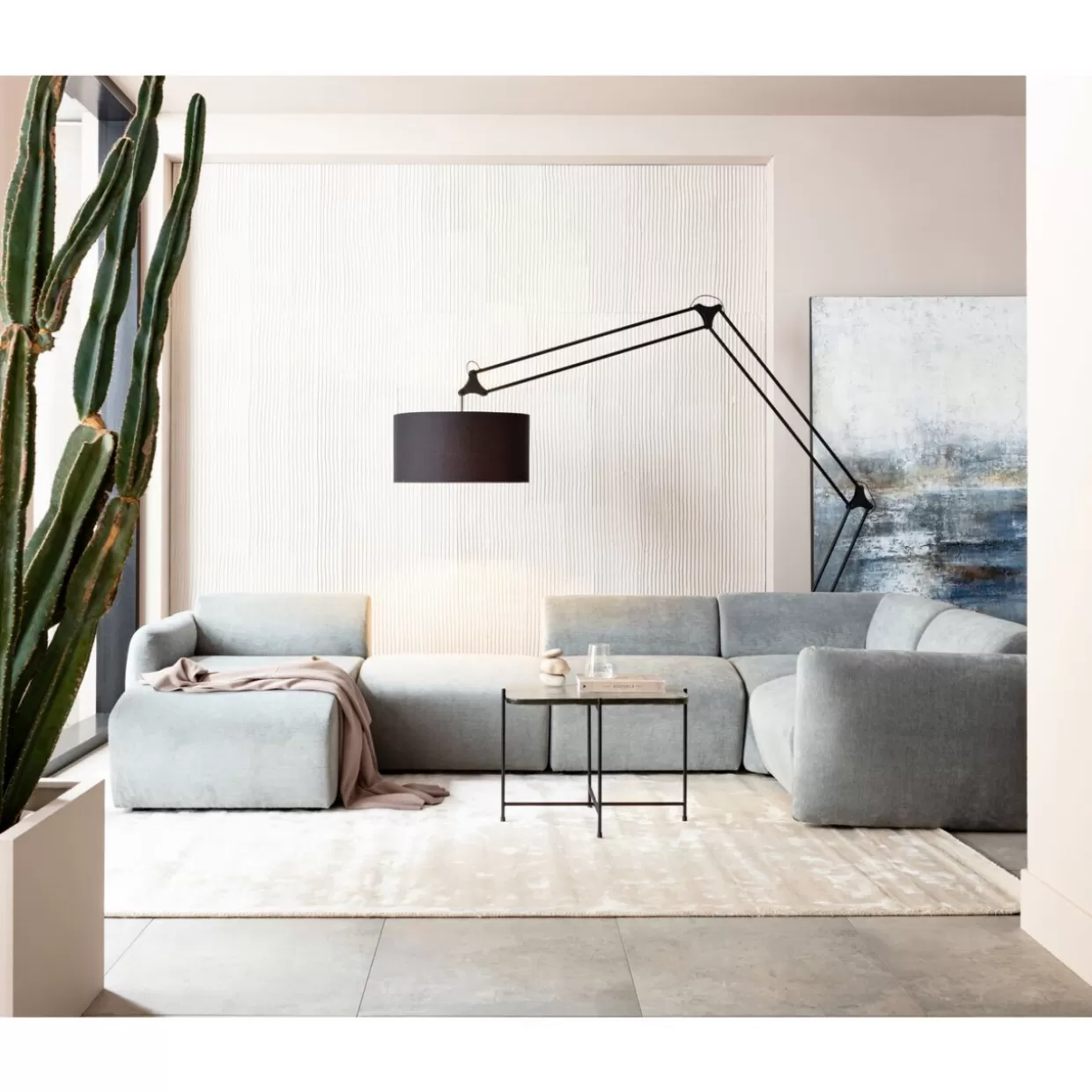 Divano Elegante KARE Design - Modulo Sinistro Lucca con Pouf, Grigio Antracite, Larghezza 90 cm