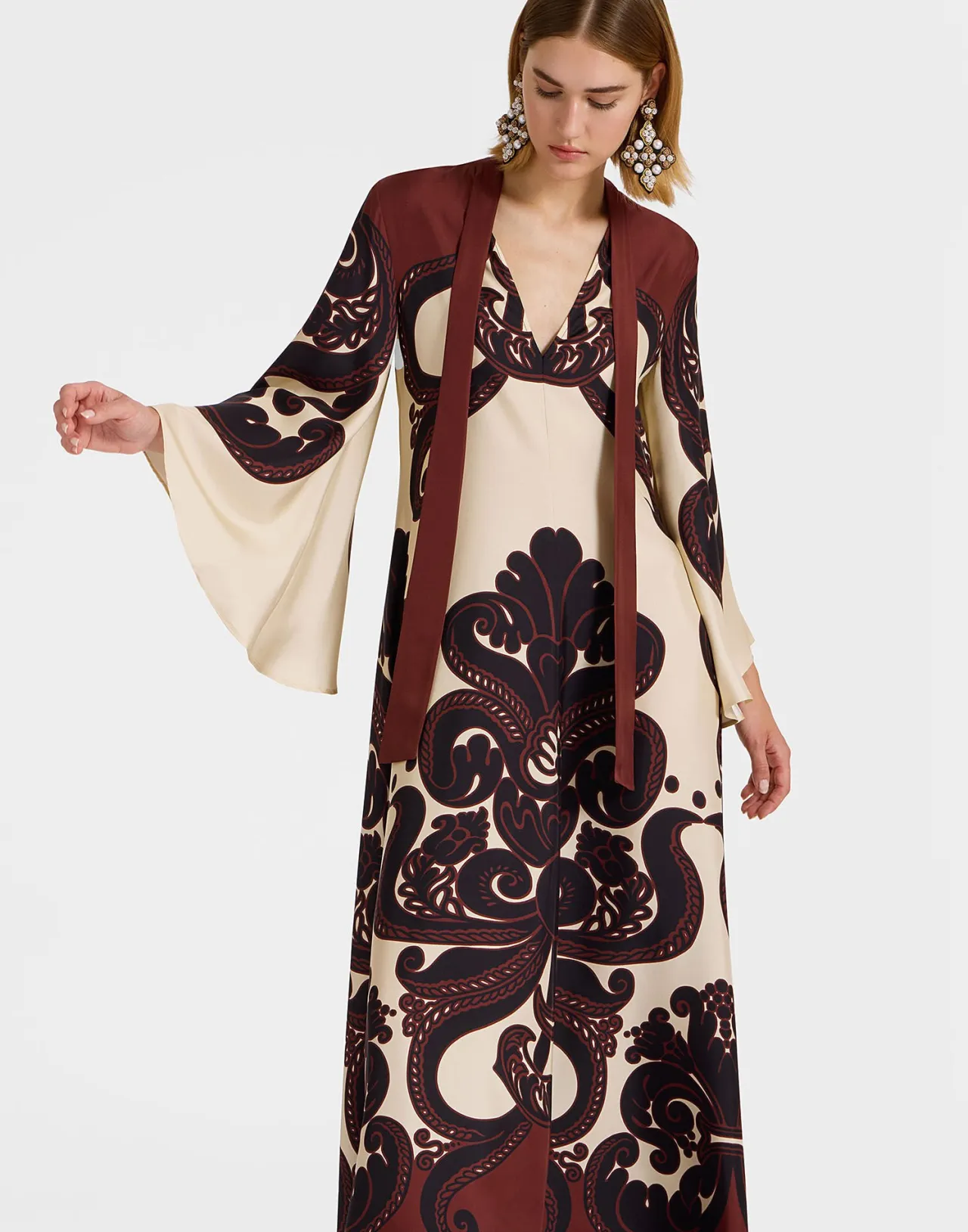 Lussuoso Abito La DoubleJ 'Magnifico Corsini' in Twill di Seta - Crema Placée Edizione Limitata con Prezzo Eccezionale