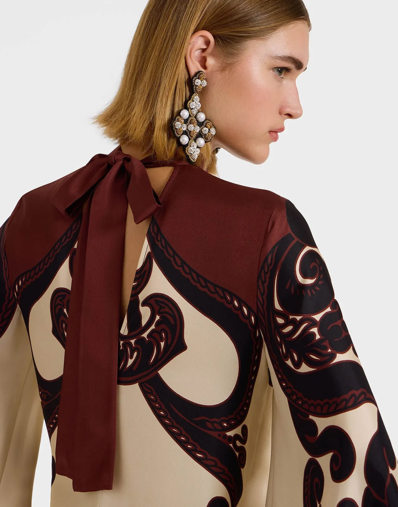 Lussuoso Abito La DoubleJ 'Magnifico Corsini' in Twill di Seta - Crema Placée Edizione Limitata con Prezzo Eccezionale