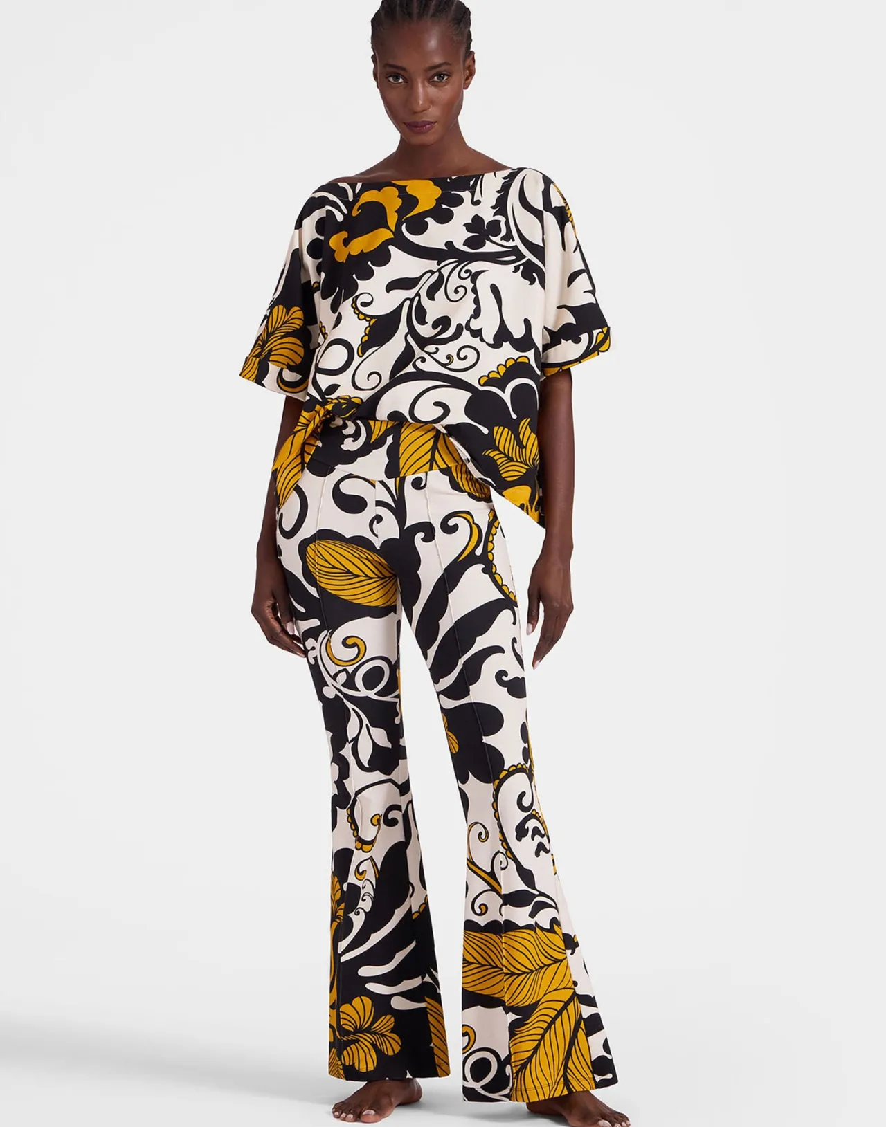 La DoubleJ Maglia Meditazione Marea in Pile Elasticizzato - Bianco e Nero con Design Iconico