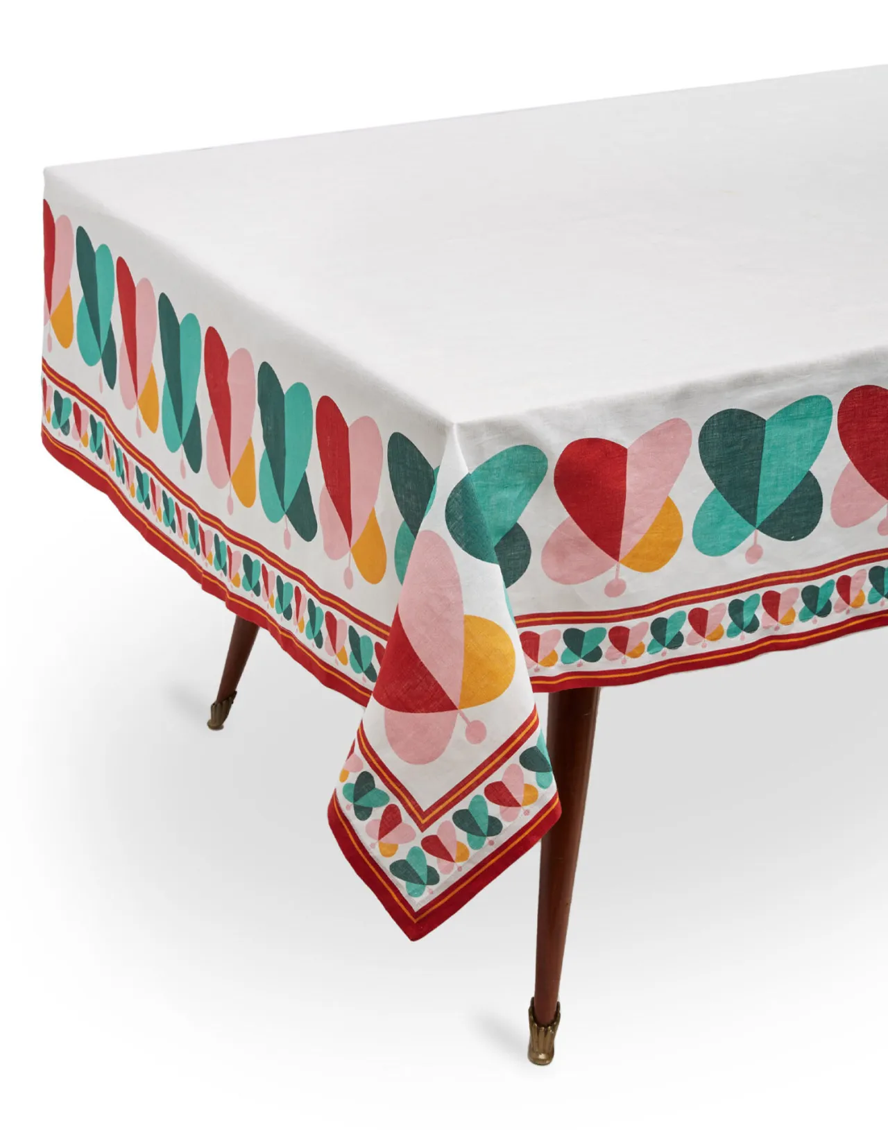 Tovaglia elegante La DoubleJ in lino con ricamo ad anello farfalla - Dimensione media 180×280 cm
