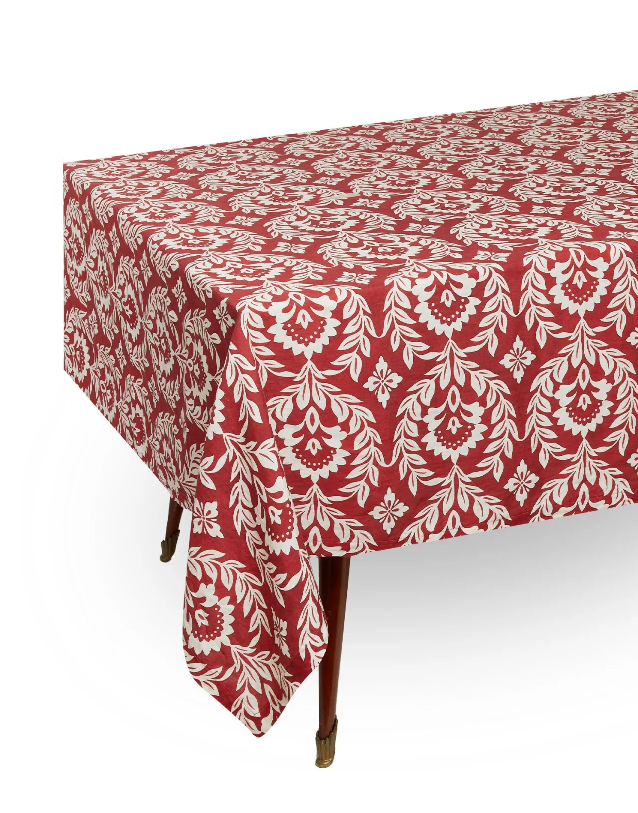 La DoubleJ Tovaglia Media con Festone in Lino Bordeaux - Eleganza Artigianale per Tavole Imbandite