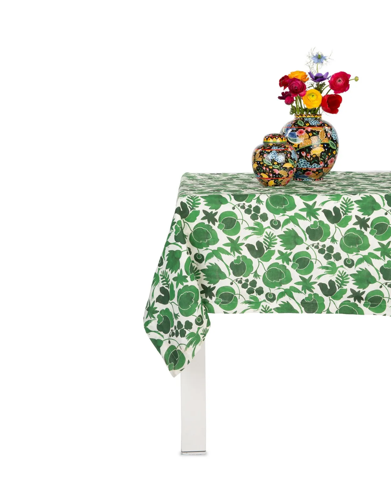 Tovaglia Media in Puro Lino Verde Foglia - Design Wildbird by La Double-J (Offerta Lampo)