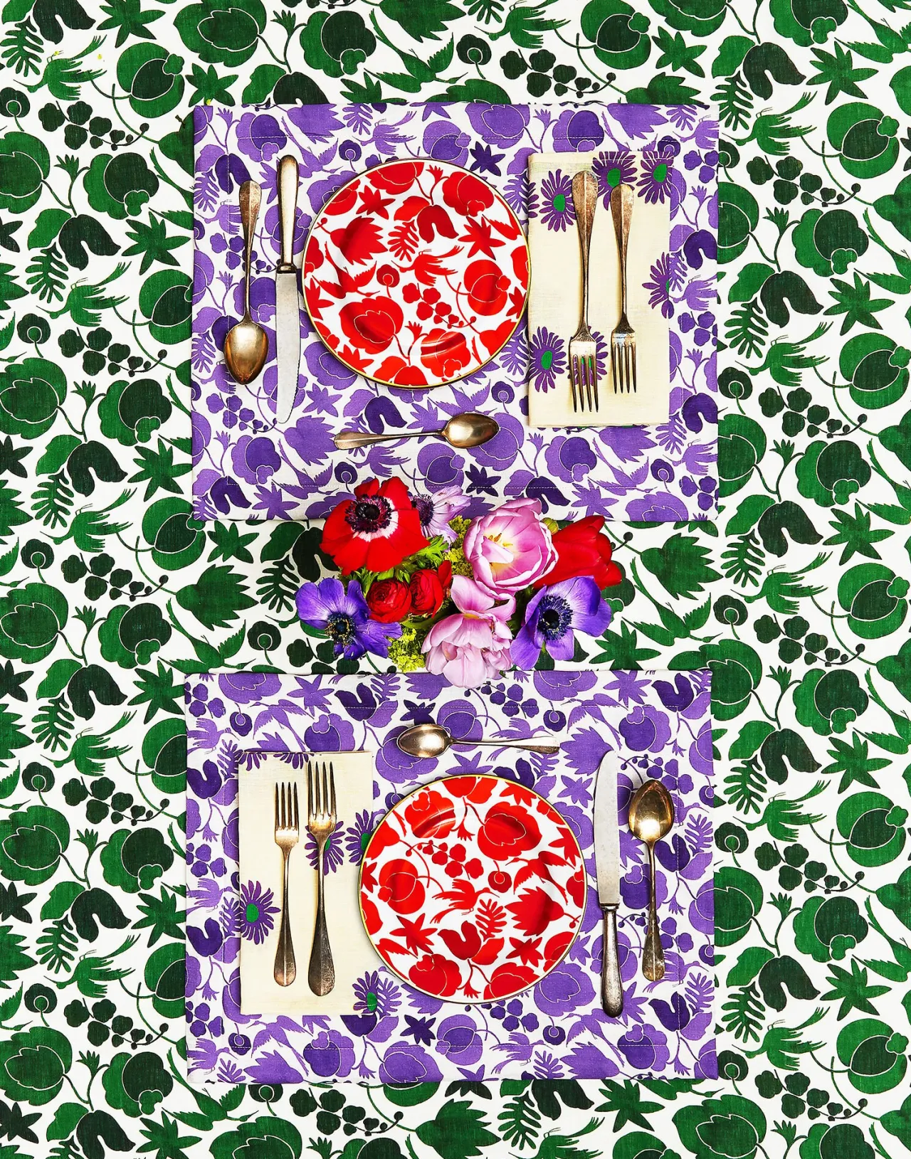 Tovaglia Media in Puro Lino Verde Foglia - Design Wildbird by La Double-J (Offerta Lampo)