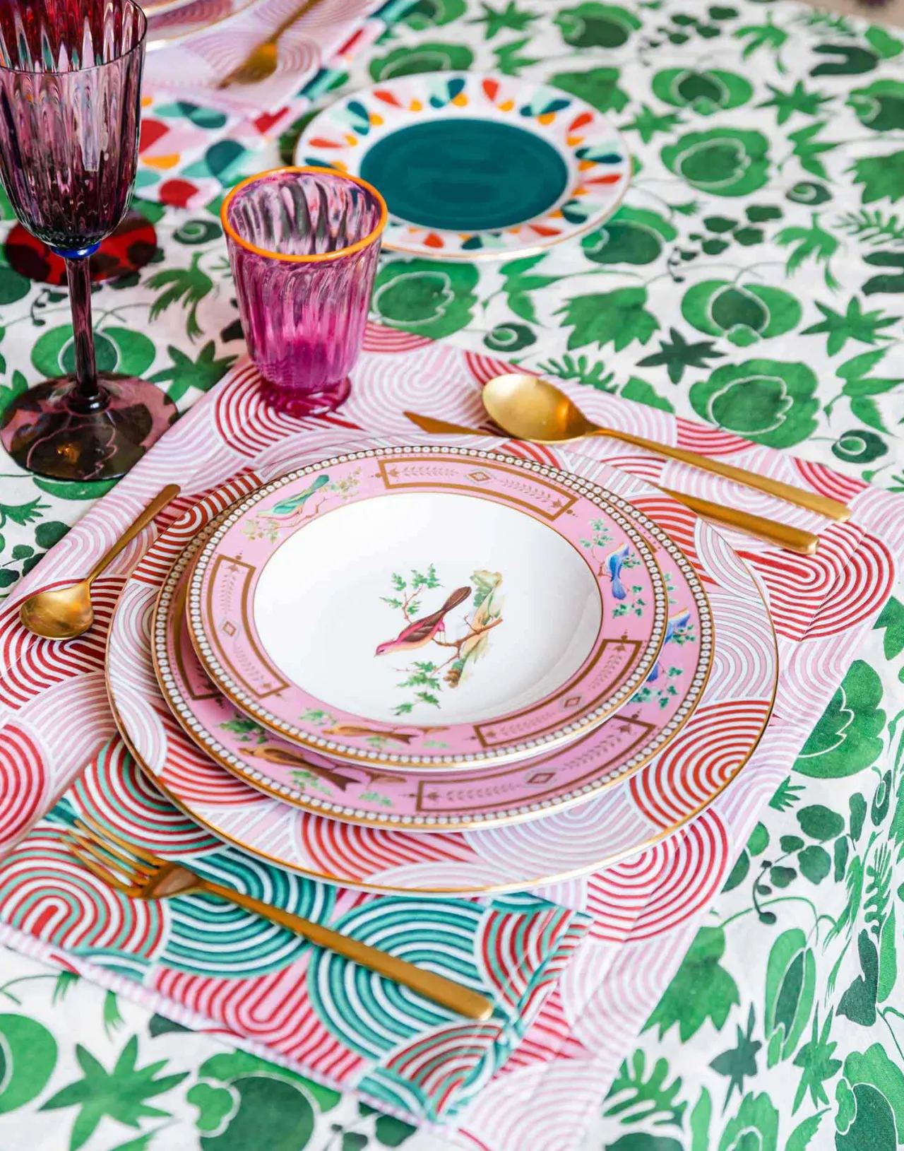Tovaglia Media in Puro Lino Verde Foglia - Design Wildbird by La Double-J (Offerta Lampo)