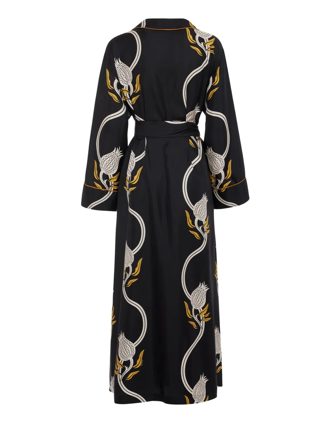 LA DOUBLEJ Abito da Sera Elegante in Seta Twill - Stampa Melograno Bianco e Nero Edizione Limitata
