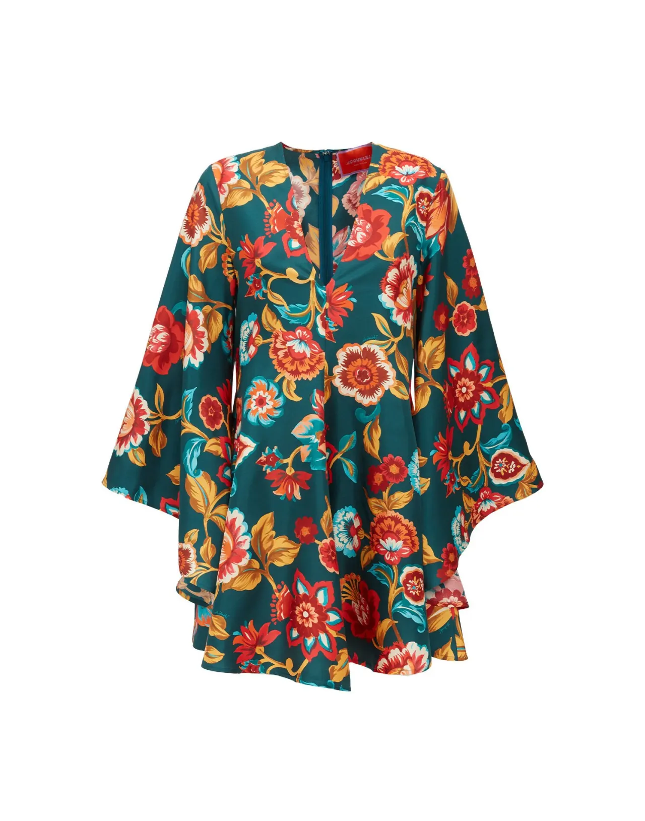 Abito Iconico Primavera 2024 Mini Delizia in Tonalità Smeraldo Vivo - Trama Esclusiva Twill di Seta