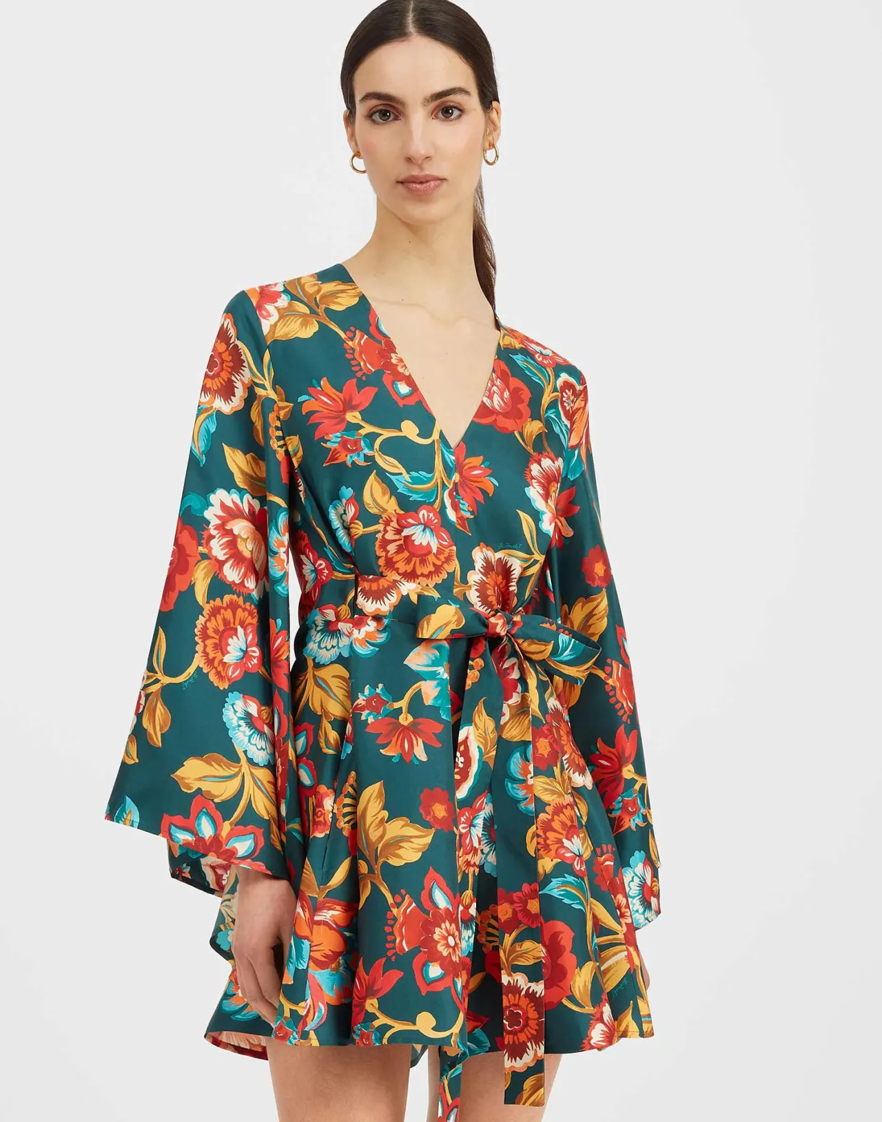 Abito Iconico Primavera 2024 Mini Delizia in Tonalità Smeraldo Vivo - Trama Esclusiva Twill di Seta