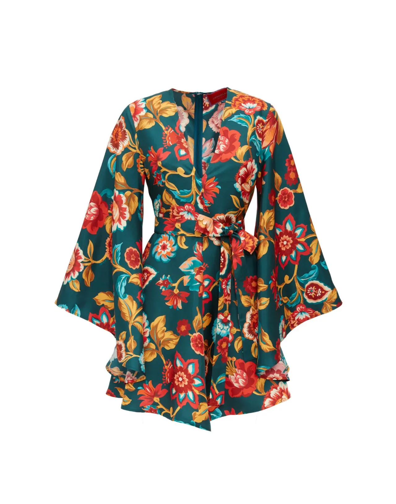 Abito Iconico Primavera 2024 Mini Delizia in Tonalità Smeraldo Vivo - Trama Esclusiva Twill di Seta