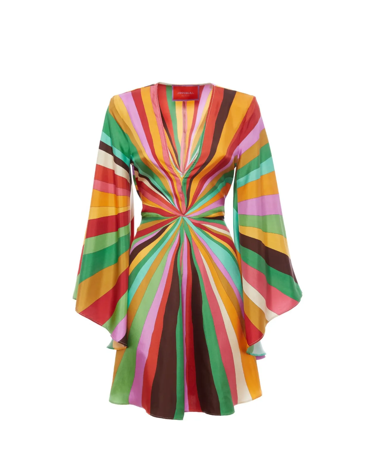 Abito La DoubleJ Mini Sfarzoso in Twill Seta - Fantasia Arcobaleno